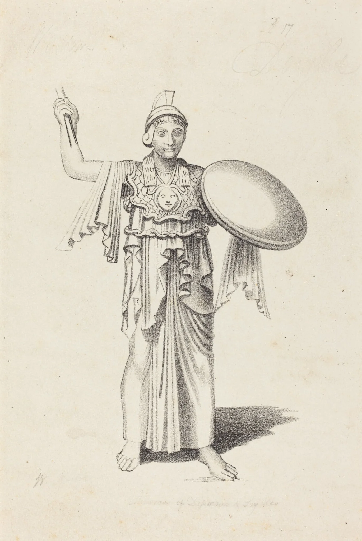 Minerva, From a Bronze by Daedalus, by W. Walton, ink, 1829