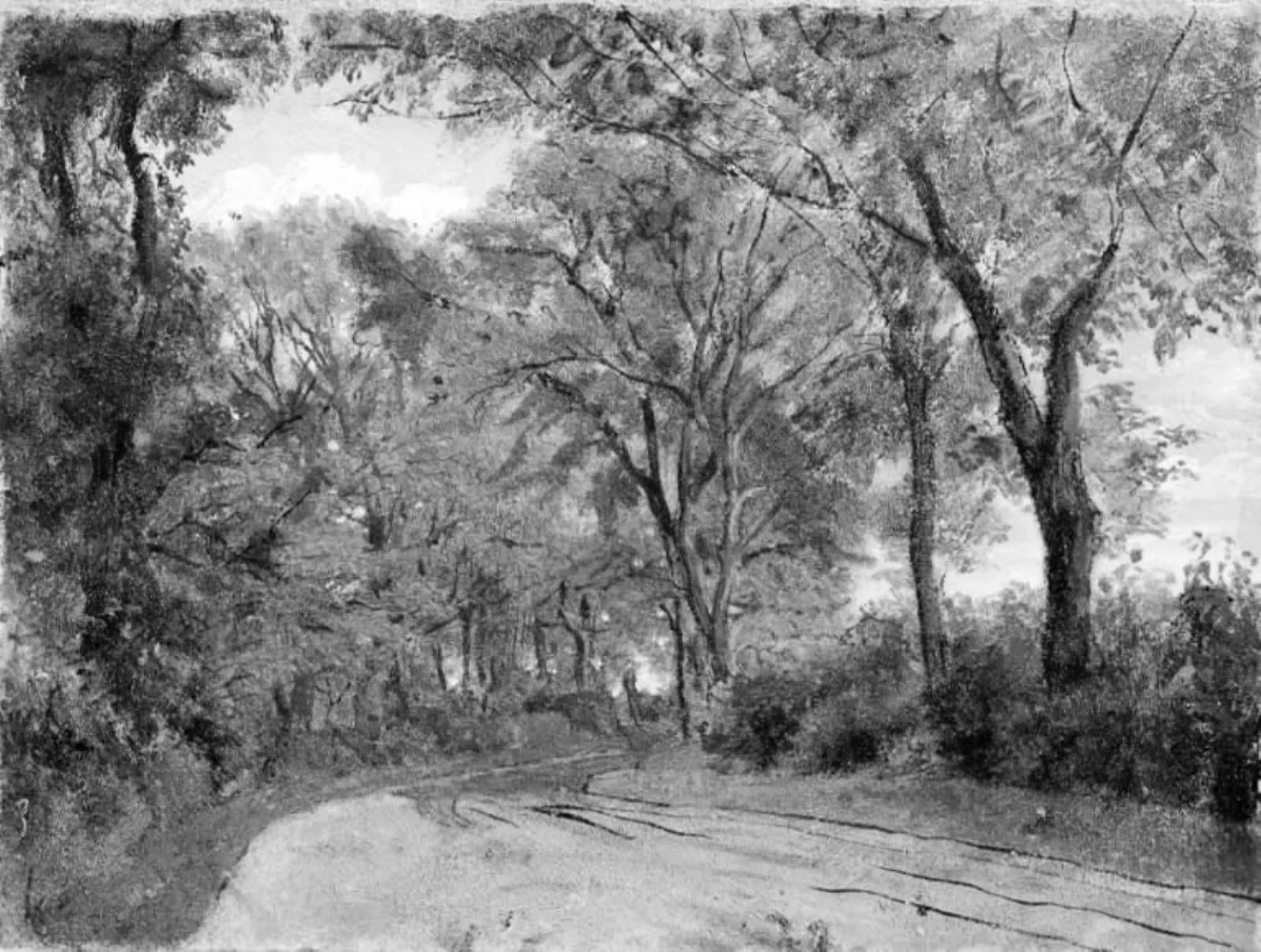 Winding Lane in a Wood, by Unknown, 1854