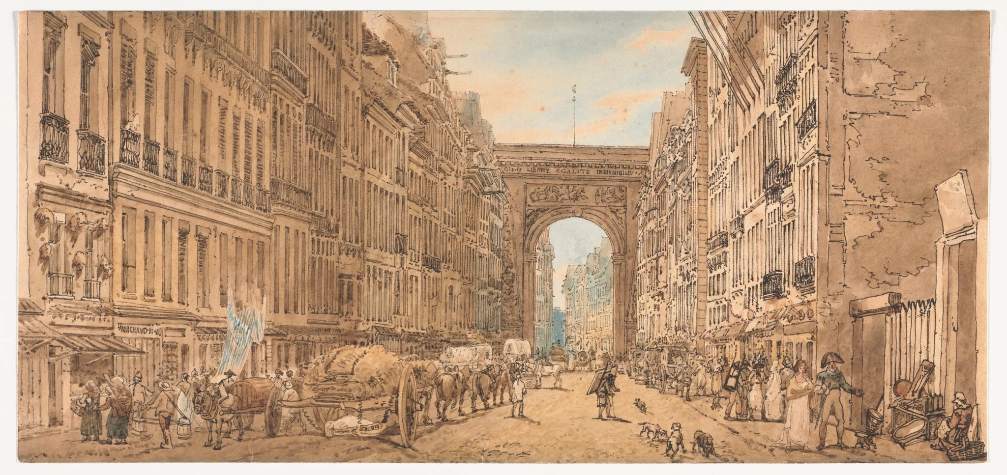 A Selection of Twenty of the Most Picturesque Views in Paris:  View of the Gate of St. Denis taken from the Suburbs, by Girtin, 1802