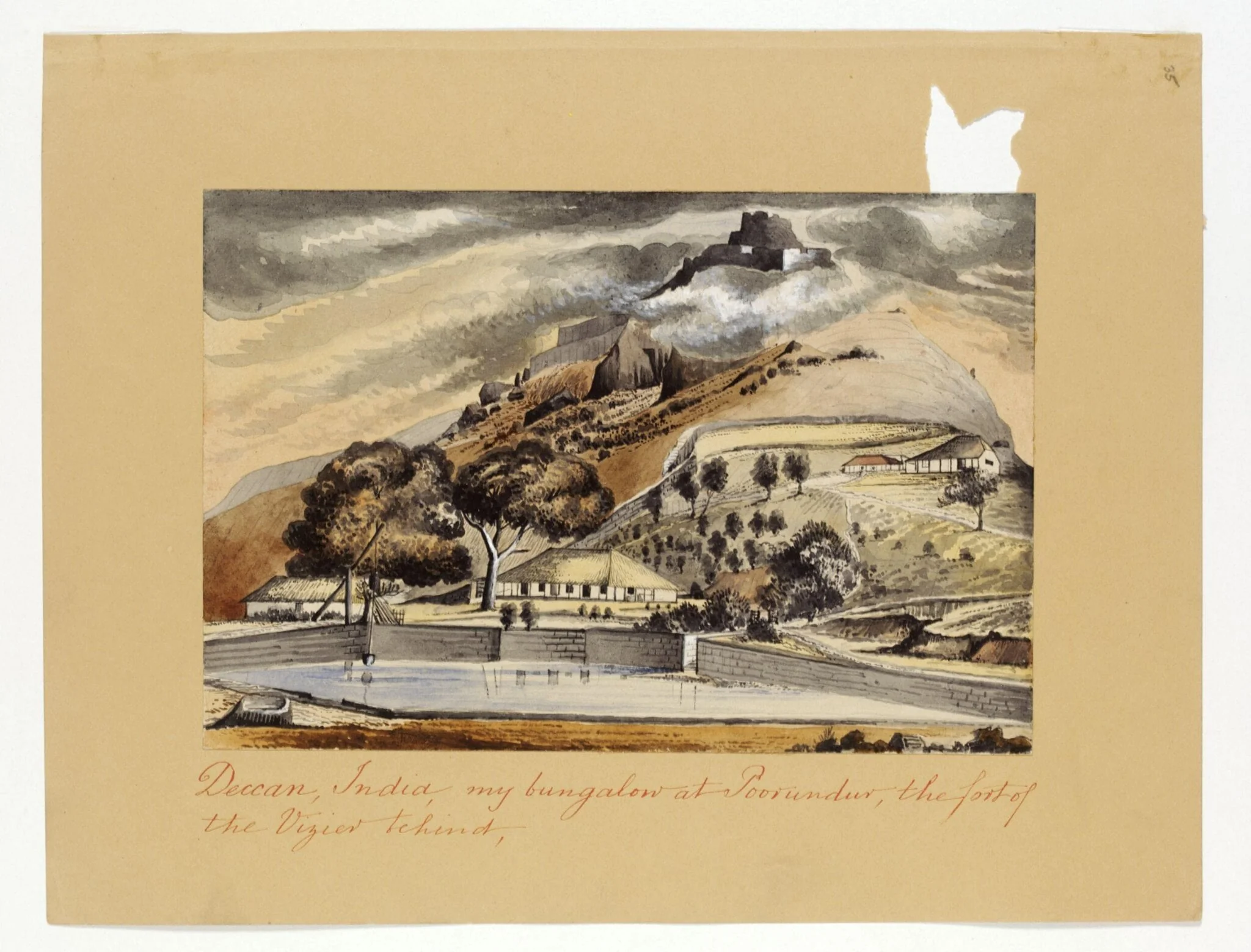 Major Ainslie's bungalow, by Henry Francis Ainslie, paint, 1850
