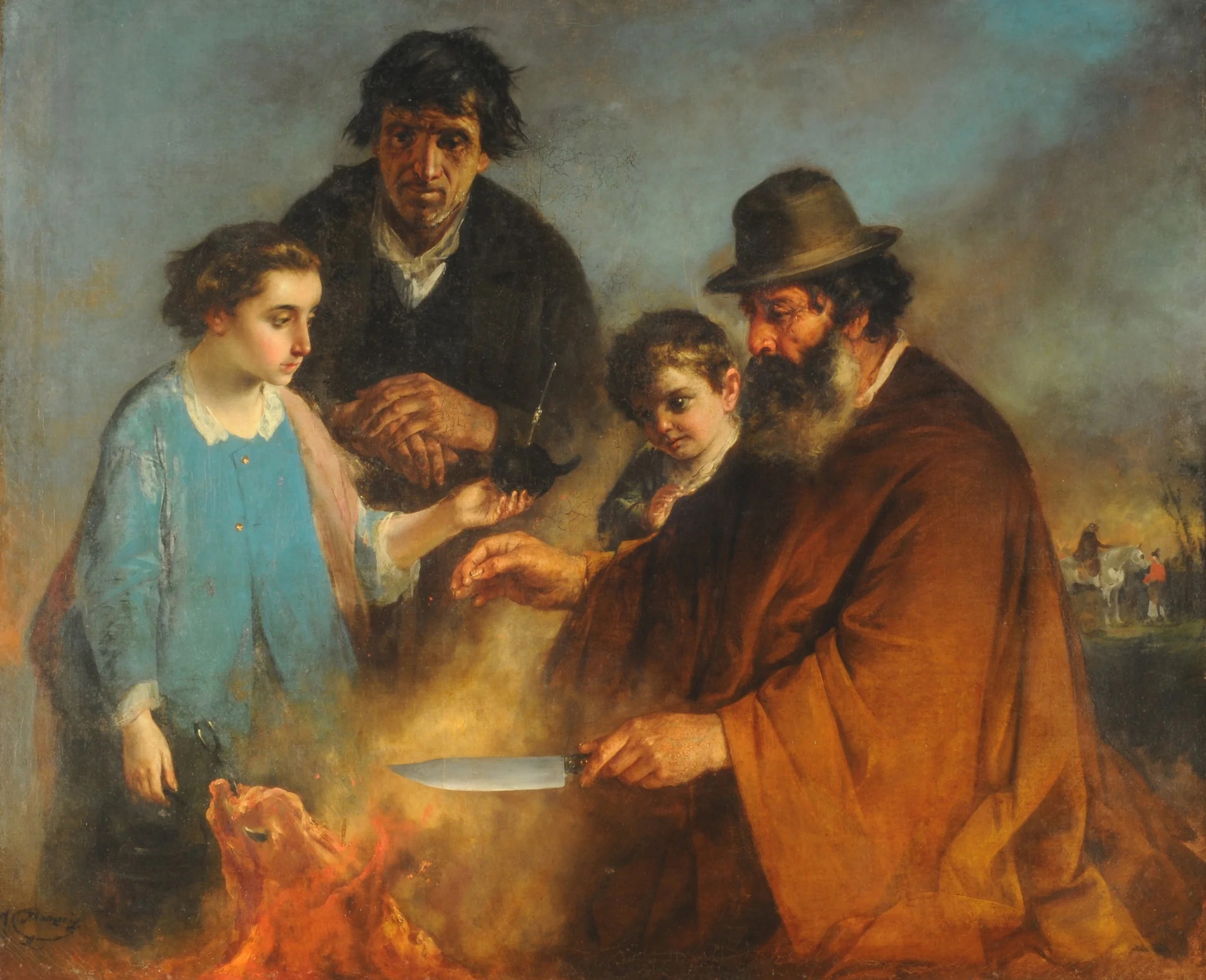 El asado, by Ignacio Manzoni, oil, 1850