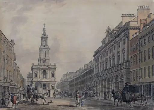 The Strand, with Somerset House and St Mary's Church