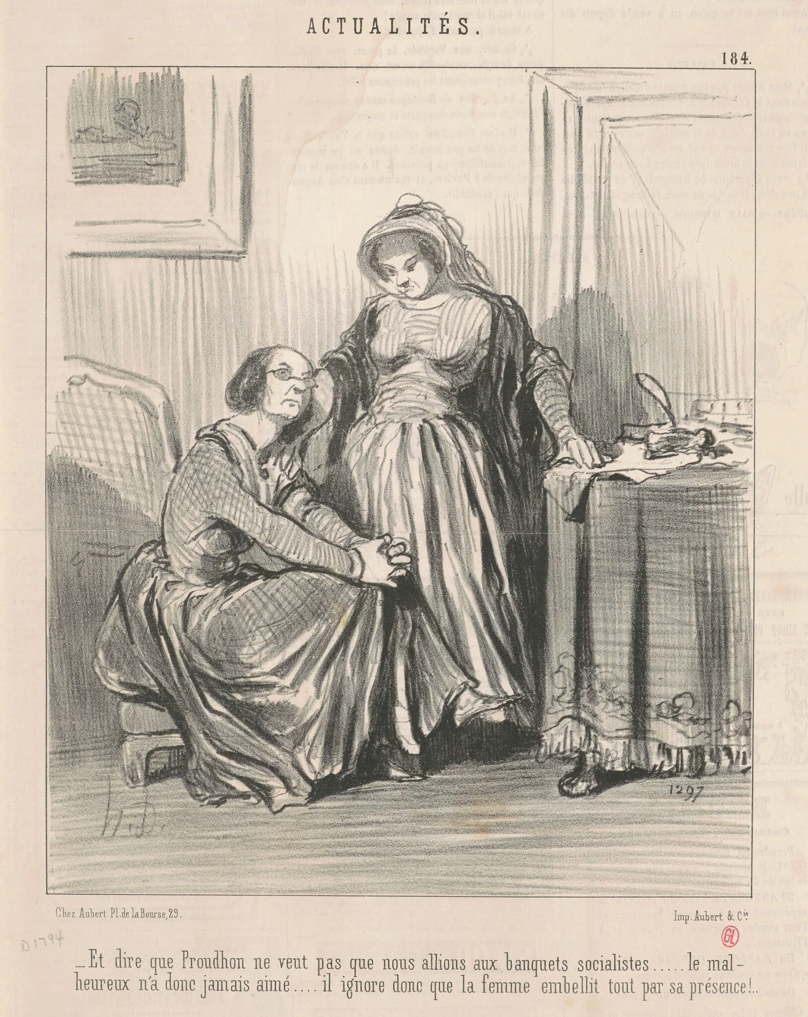 Et dire que Proudhon ne veut pas ..., by Honoré Daumier, ink, 1849