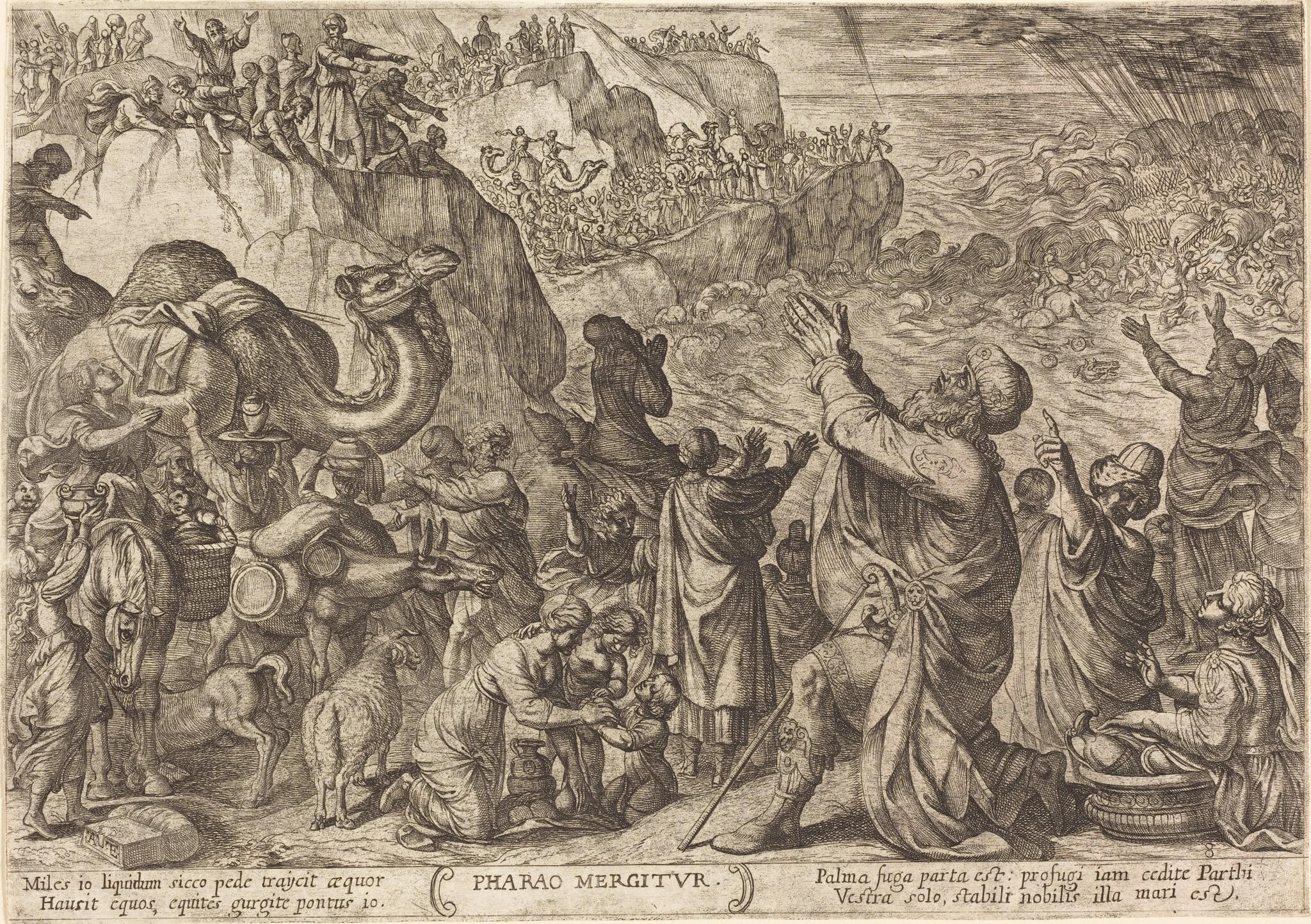 Pharaoh's Army Drowns in the Red Sea, by Antonio Tempesta, ink, 1613