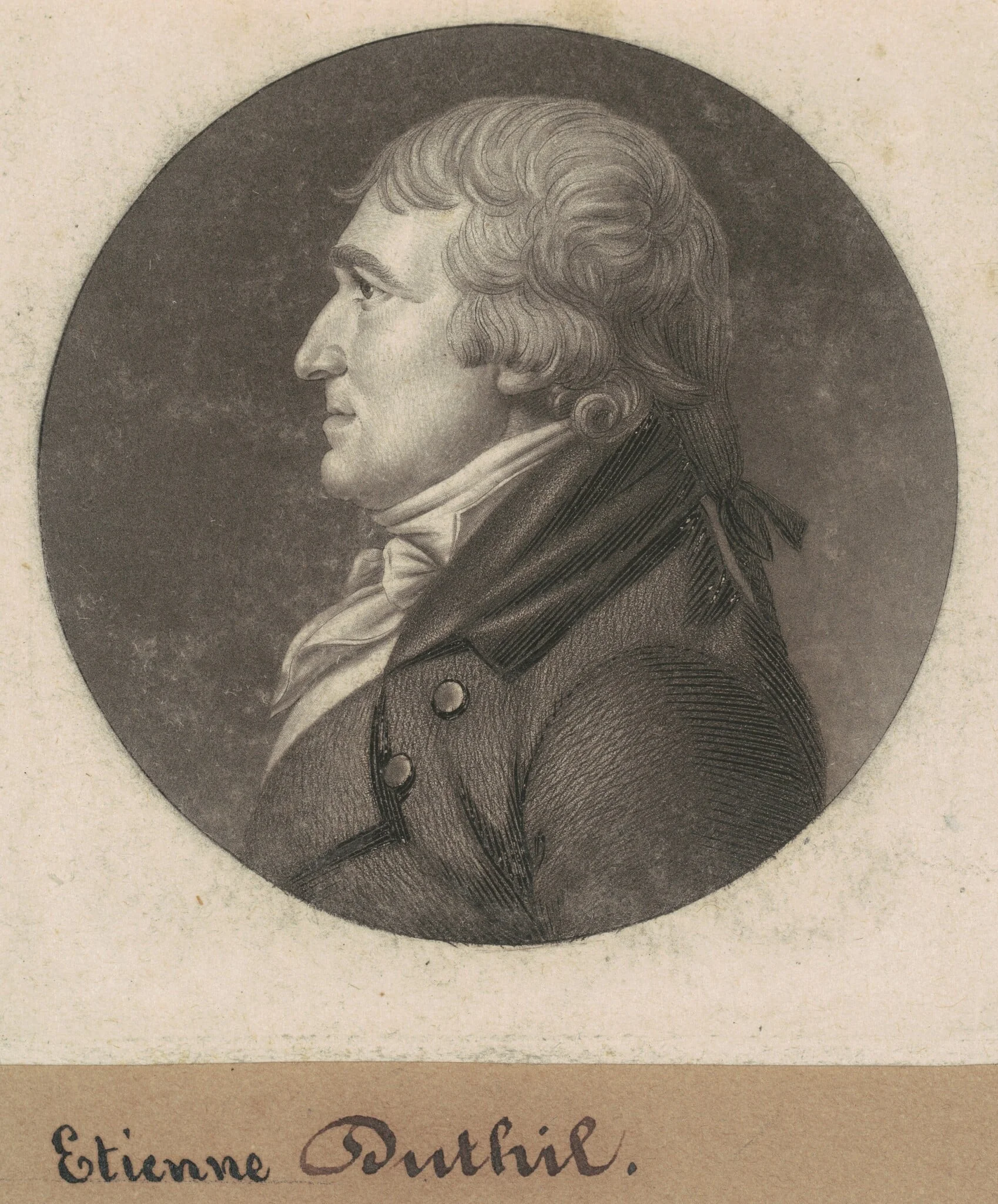 Stephen Dutilh, by Charles Balthazar Julien Févret de Saint-Mémin, ink, 1801