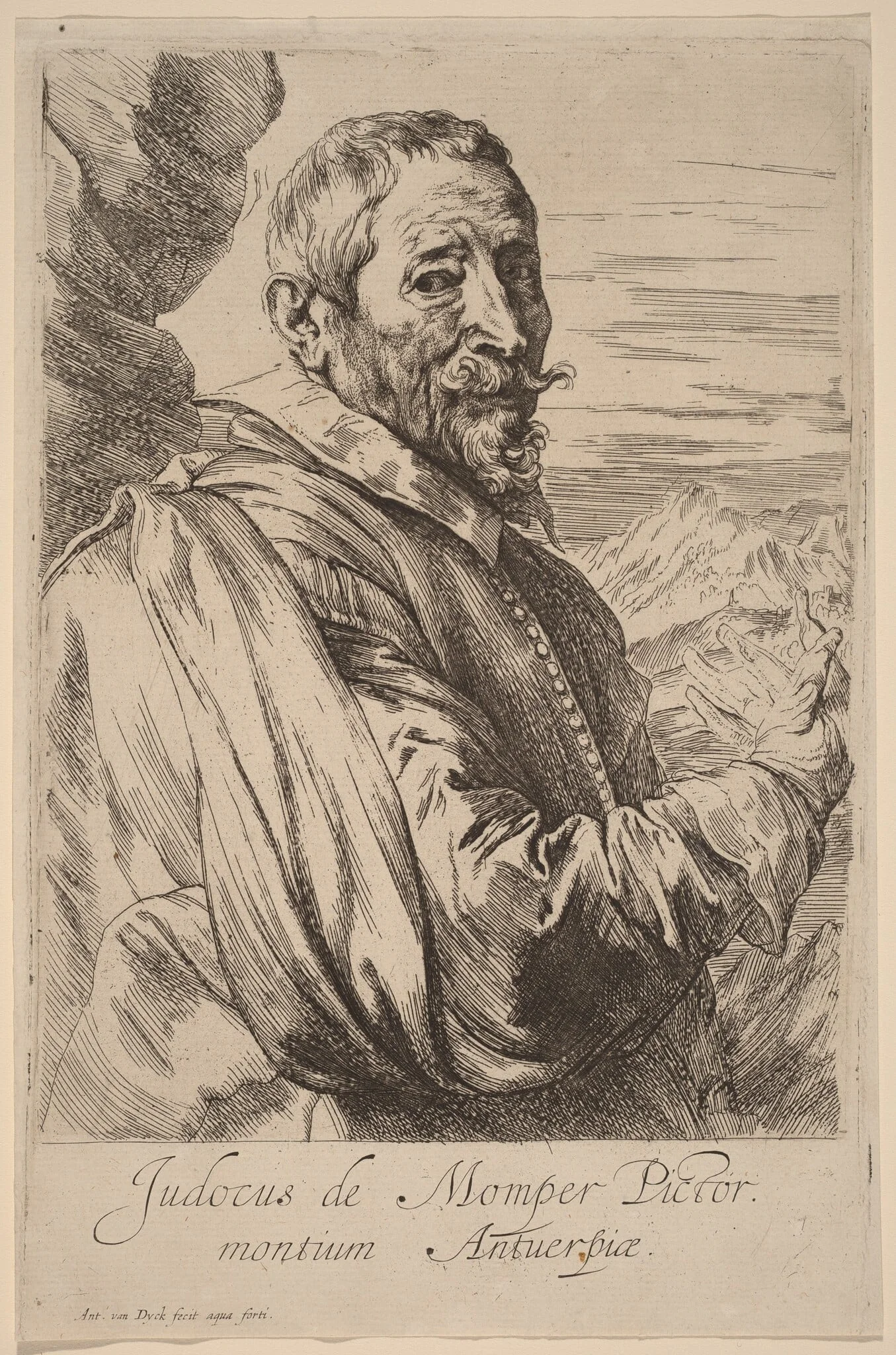 Jodocus de Momper, by Anthony van Dyck, ink, 1634