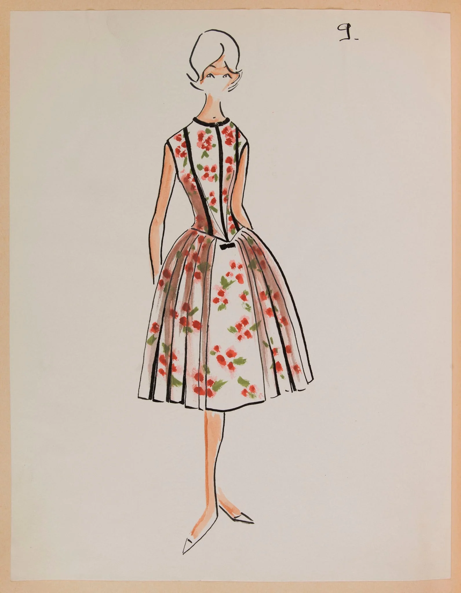 Robe blanche à motif floral, by Carven, 1959