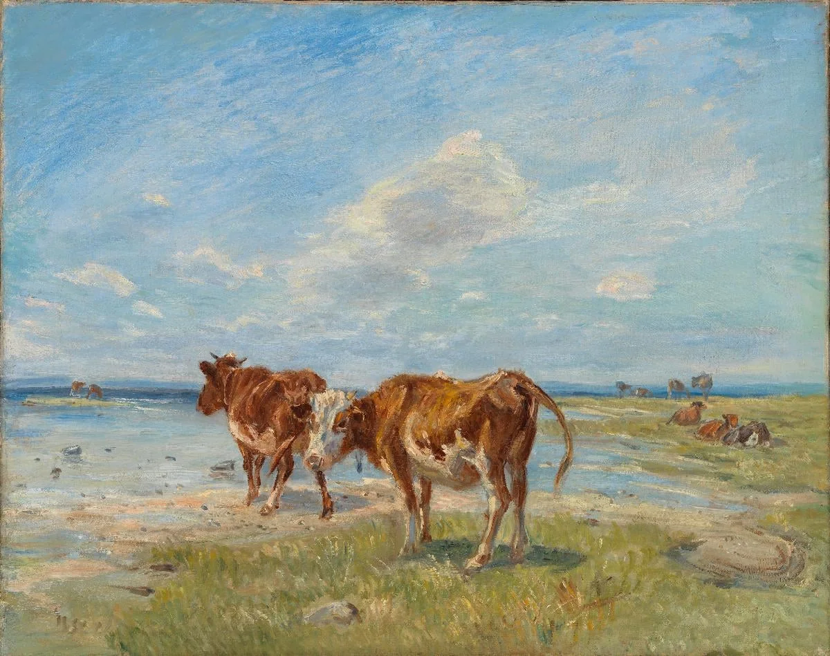 Lehmiä rannalla, luonnos, by Theodor Philipsen, unspecified