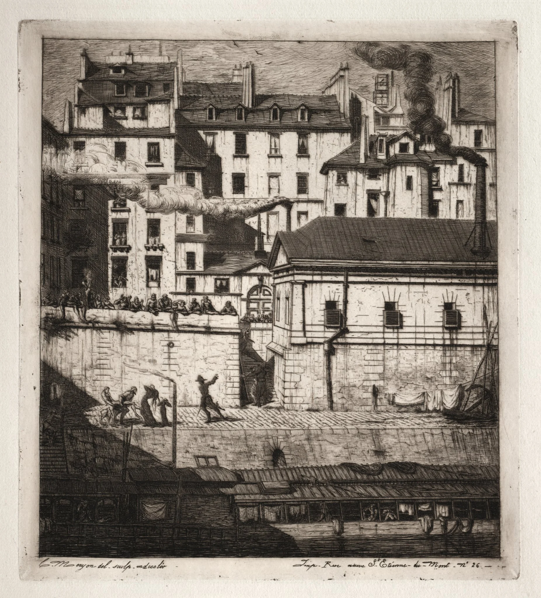 Etchings of Paris:  The Mortuary, by Charles Meryon, 1854