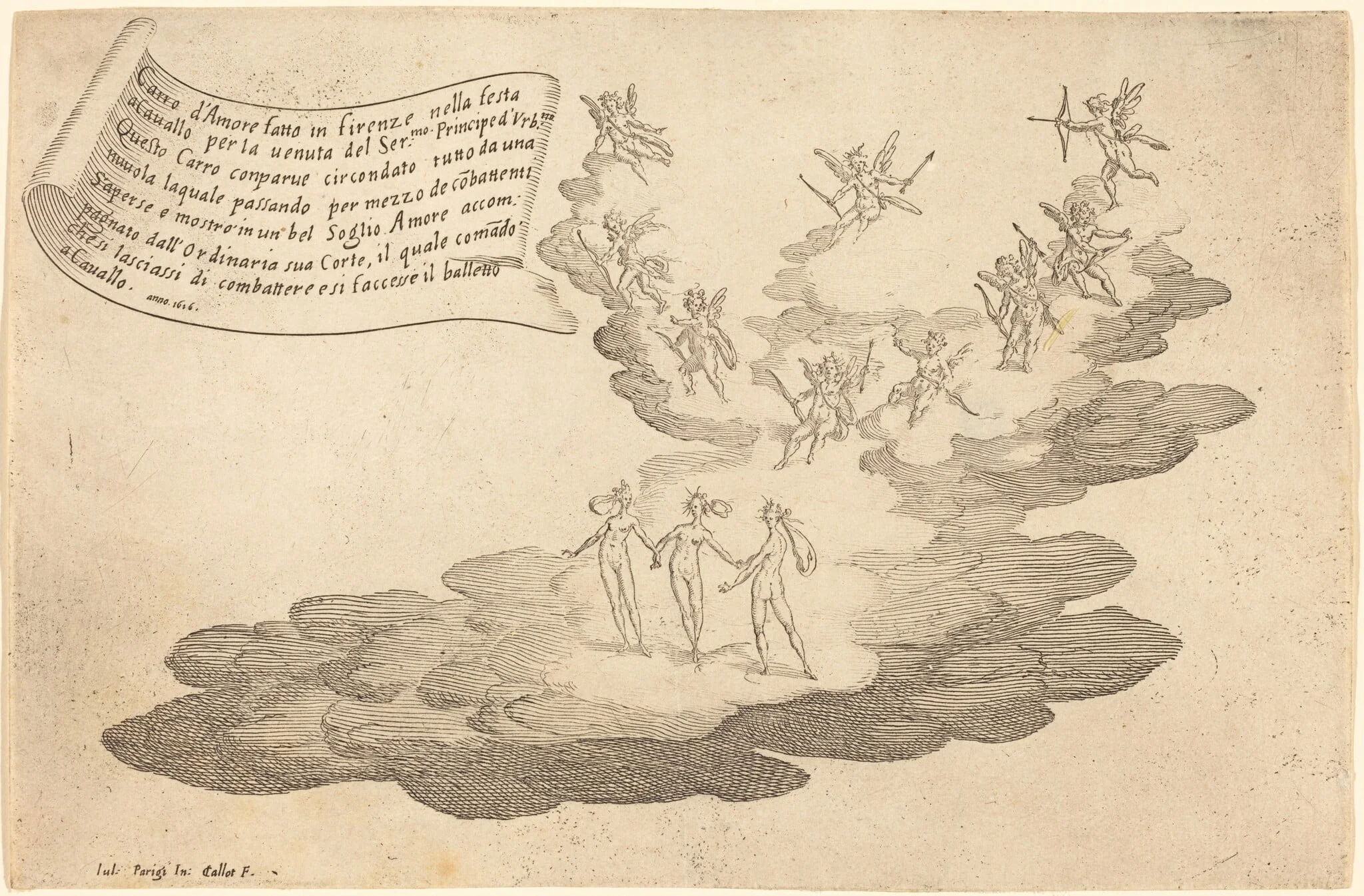 The Float of Love, by Jacques Callot, ink, 1616