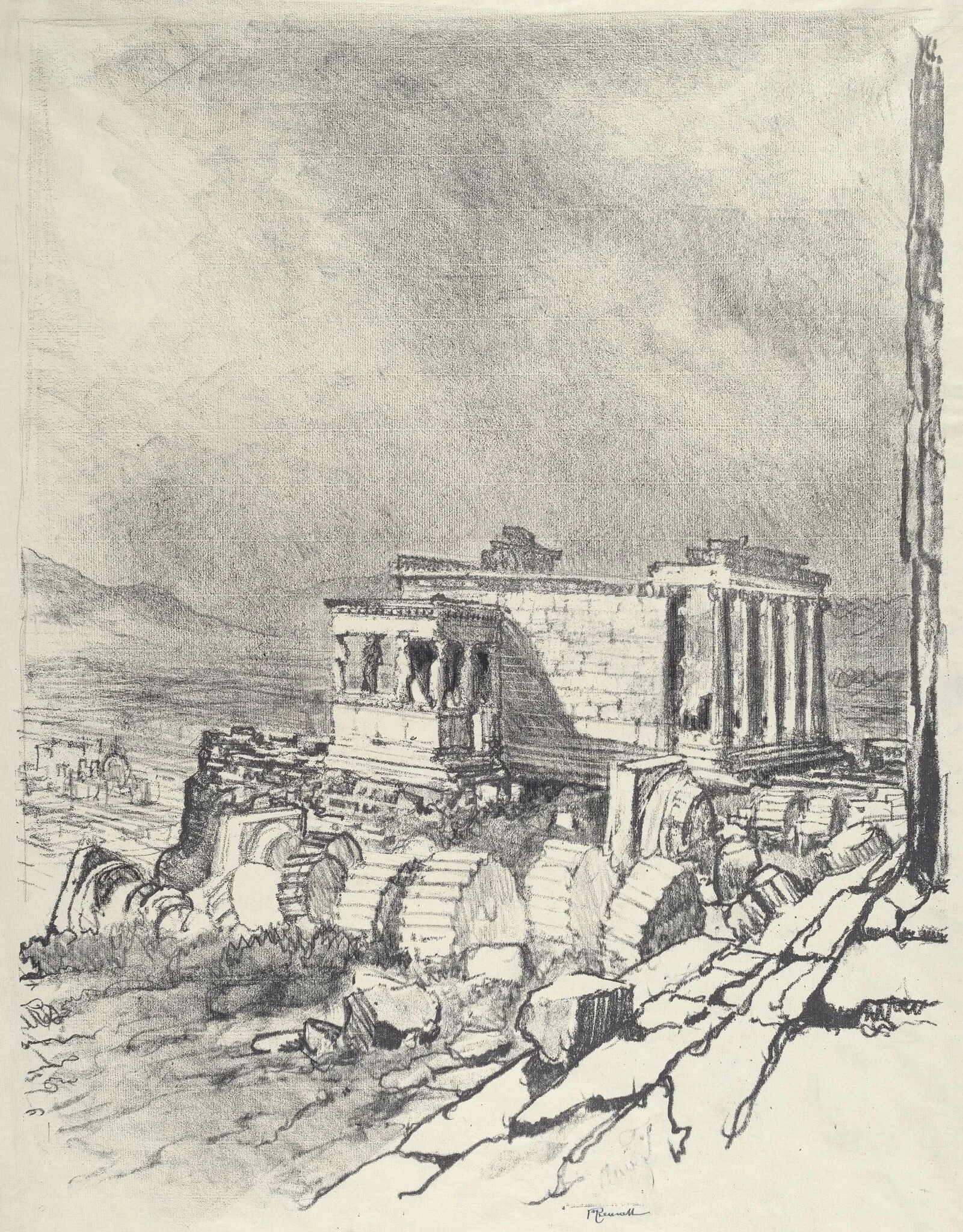 The Erechtheum, by Joseph Pennell, ink, 1913
