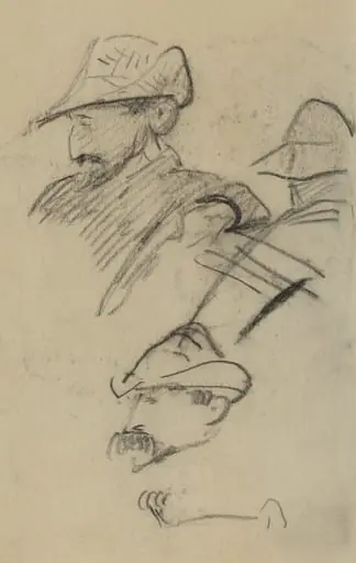 Three Studies of a Man Wearing a Hat [recto]
