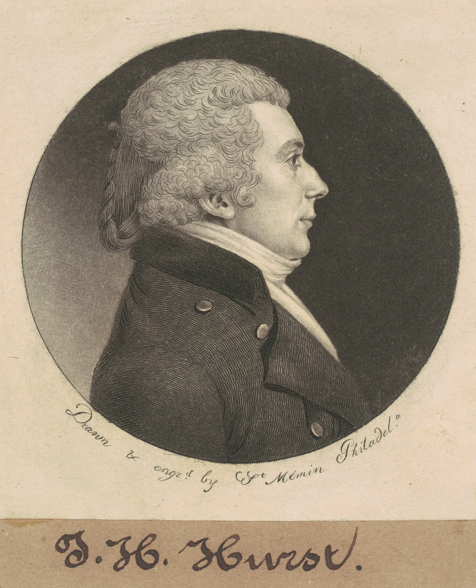William Hurst, by Charles Balthazar Julien Févret de Saint-Mémin, ink, 1800