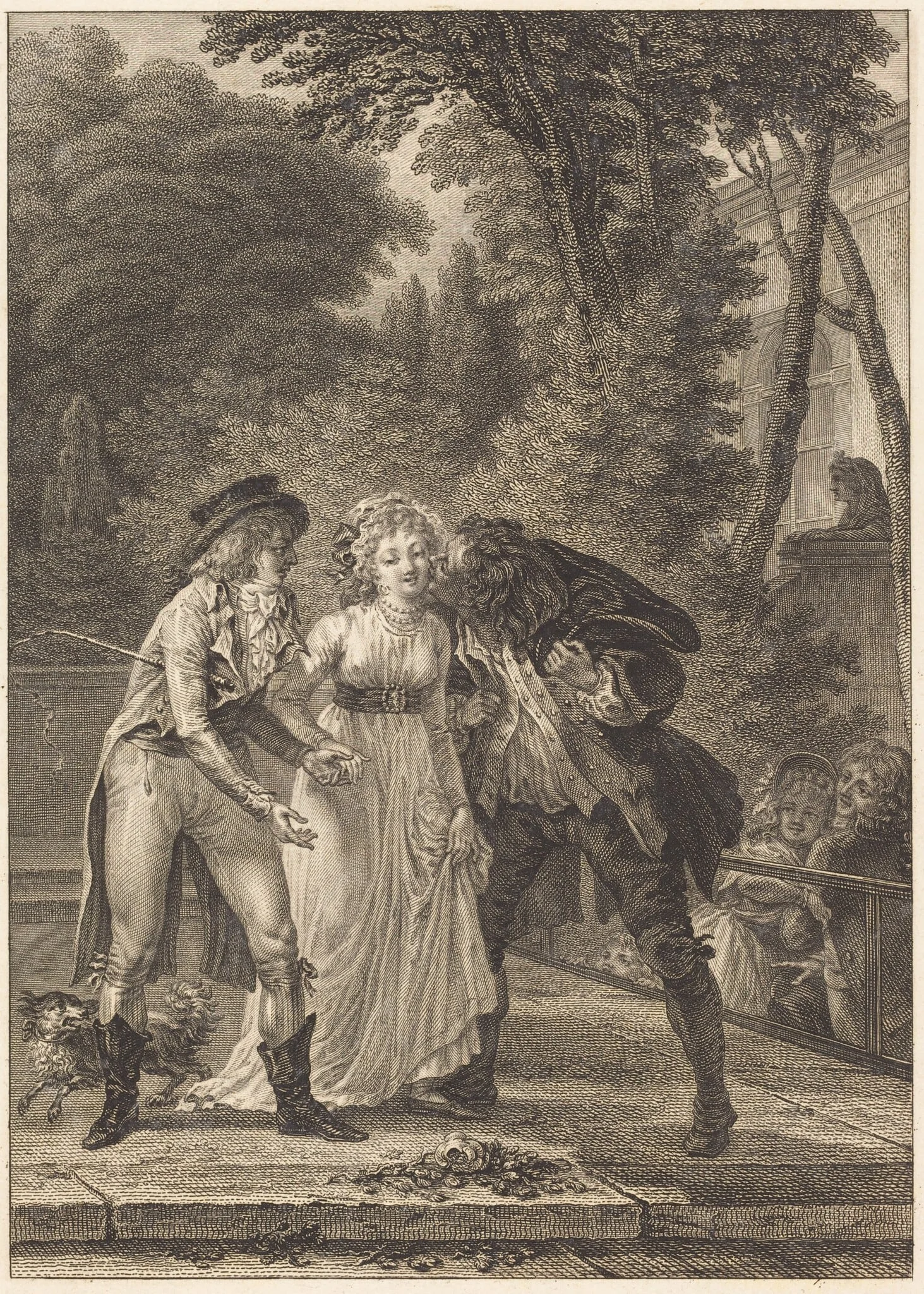 Le baiser rendu: Le baiser rendu, by Charles Louis Lingée, ink, 1784