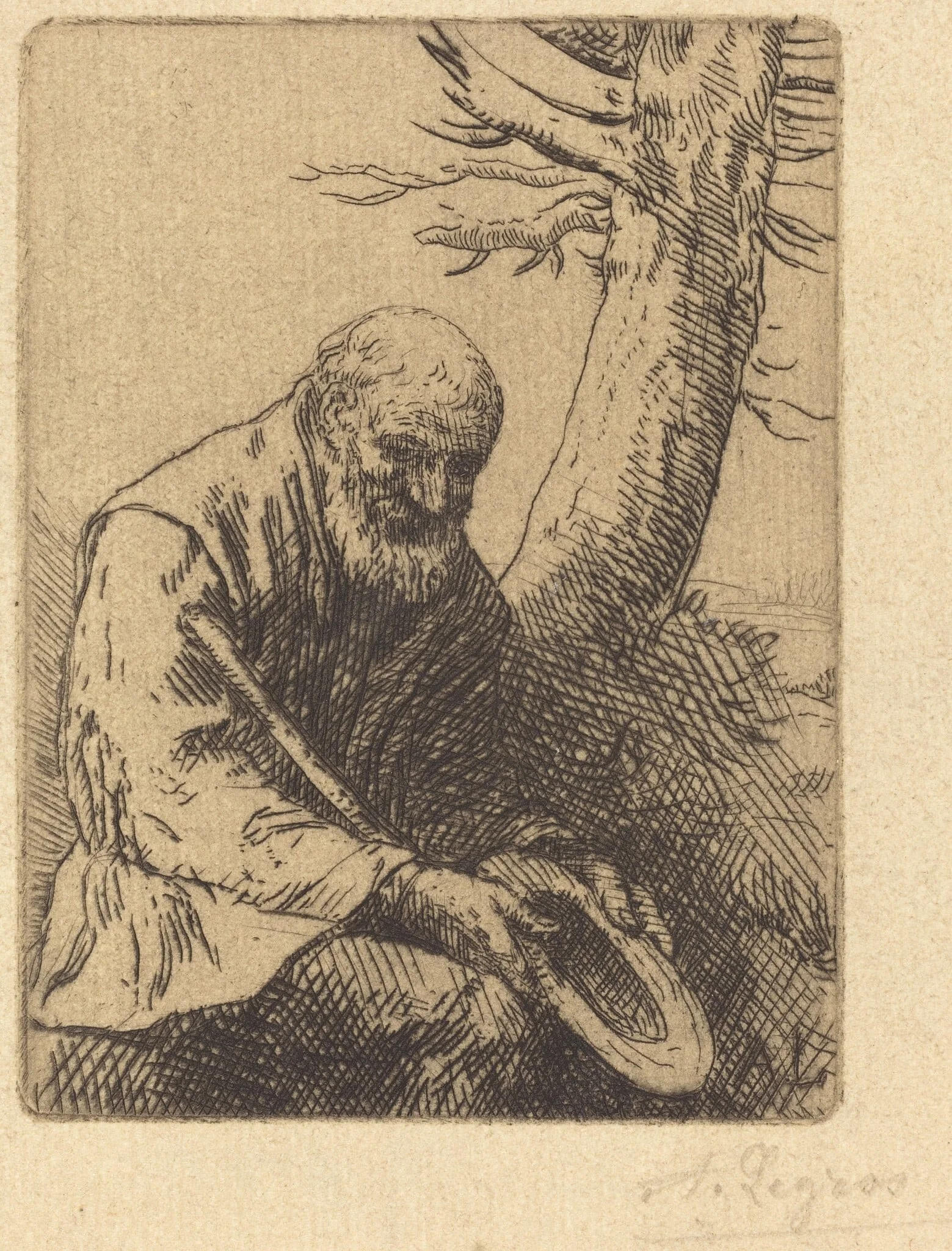 Beggar with Hat in Hand (Mendiant avec son chapeau a la main), by Alphonse Legros, ink, 1874