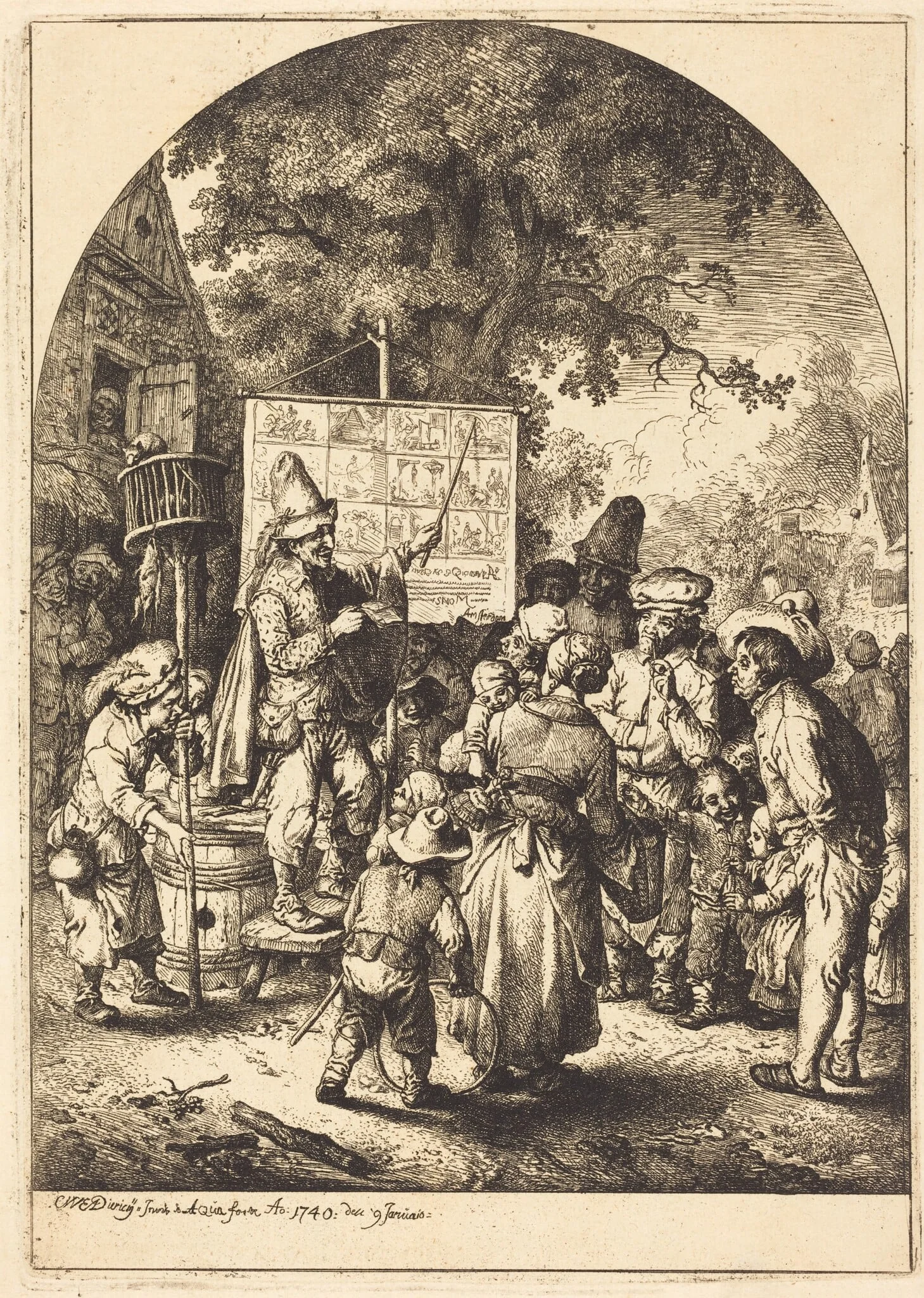 The Singer at the Country Fair, by Christian Wilhelm Ernst Dietrich, ink, 1740