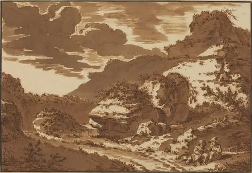 Two Children Seated near Overgrown Ruins