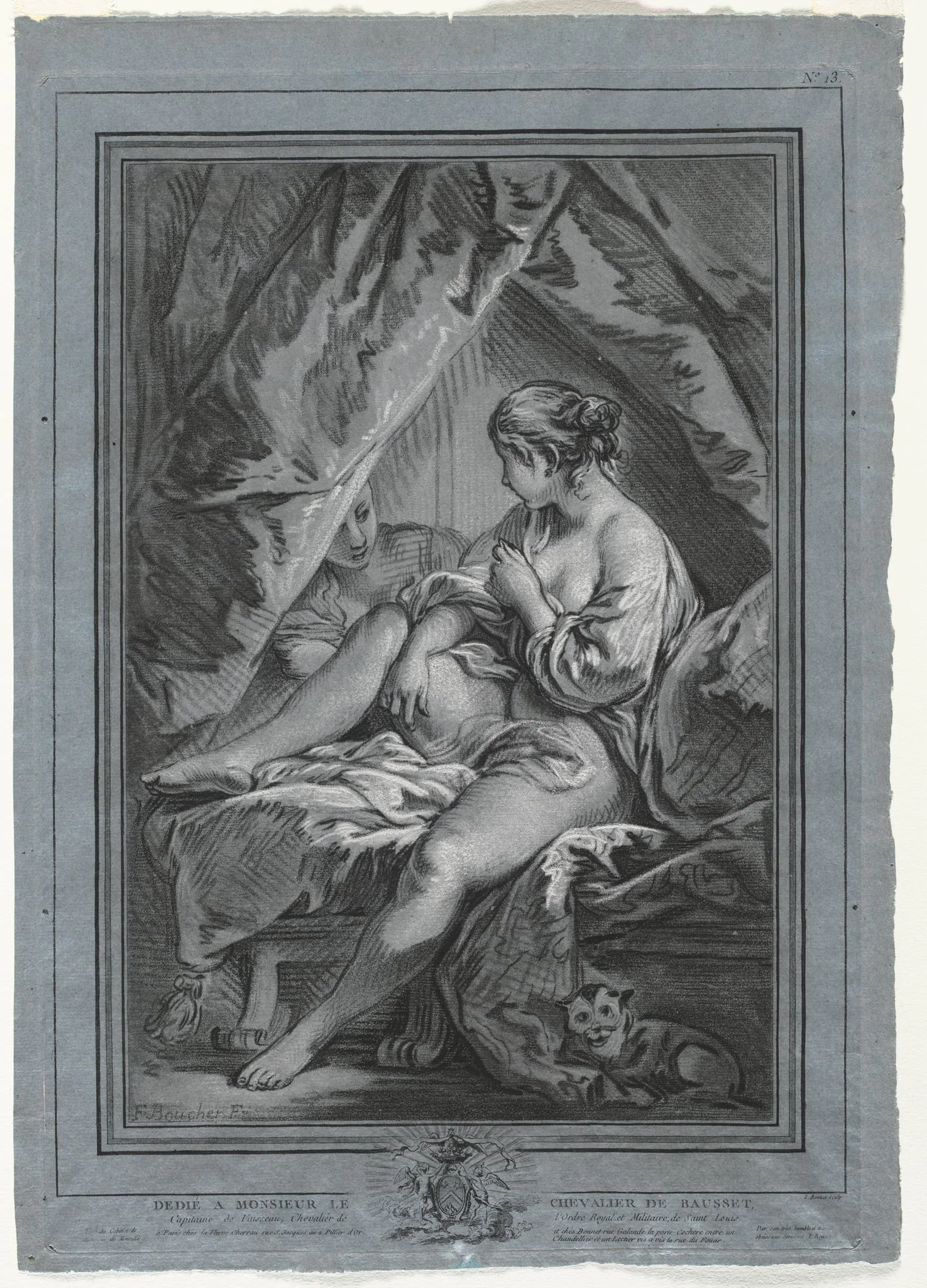 Young Woman Seated on a Bed, by Louis-Marin Bonnet, 1766