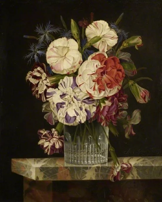 A glass of flowers, by Michel-Joseph Speeckaert, oil, 1811