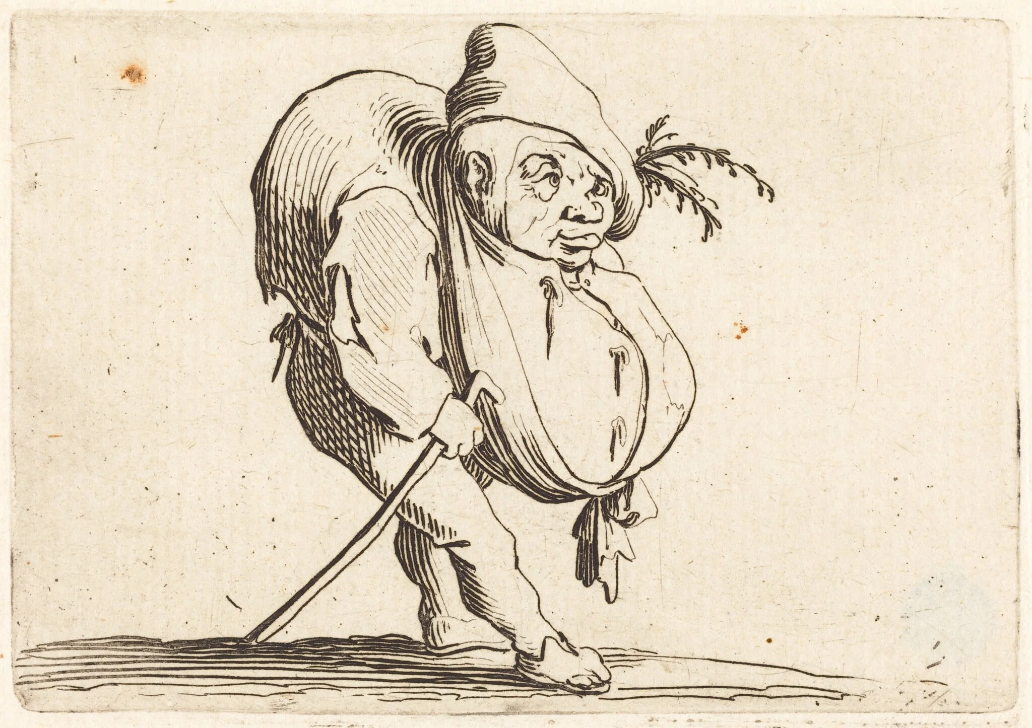 The Hunchback with a Cane, by Jacques Callot, ink, 1622