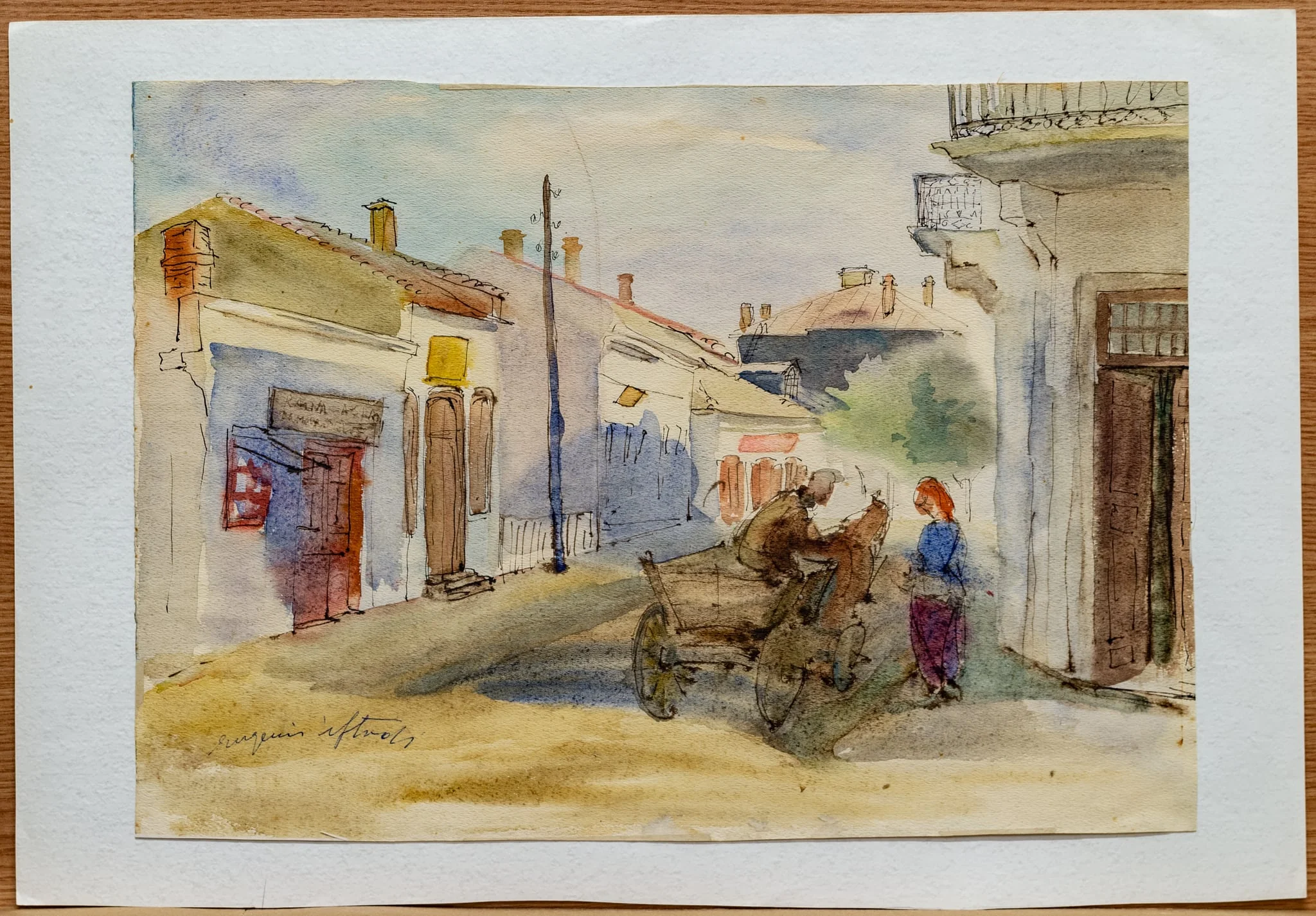 Peisaj citadin cu căruțaș, by Eugenia Iftodi