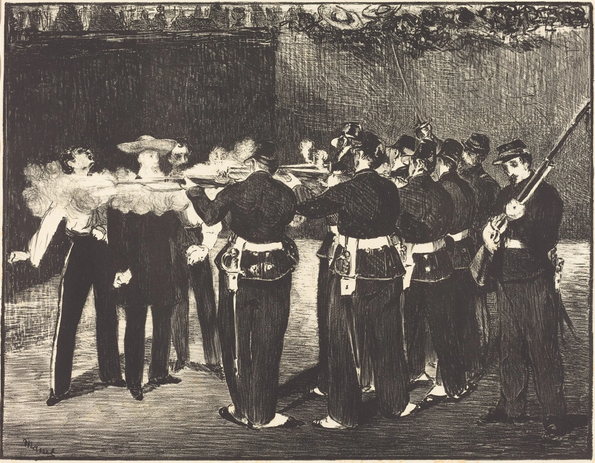 Death of Maximilian at Queretaro (L'executionde Maximilien), by Edouard Manet, ink, 1867