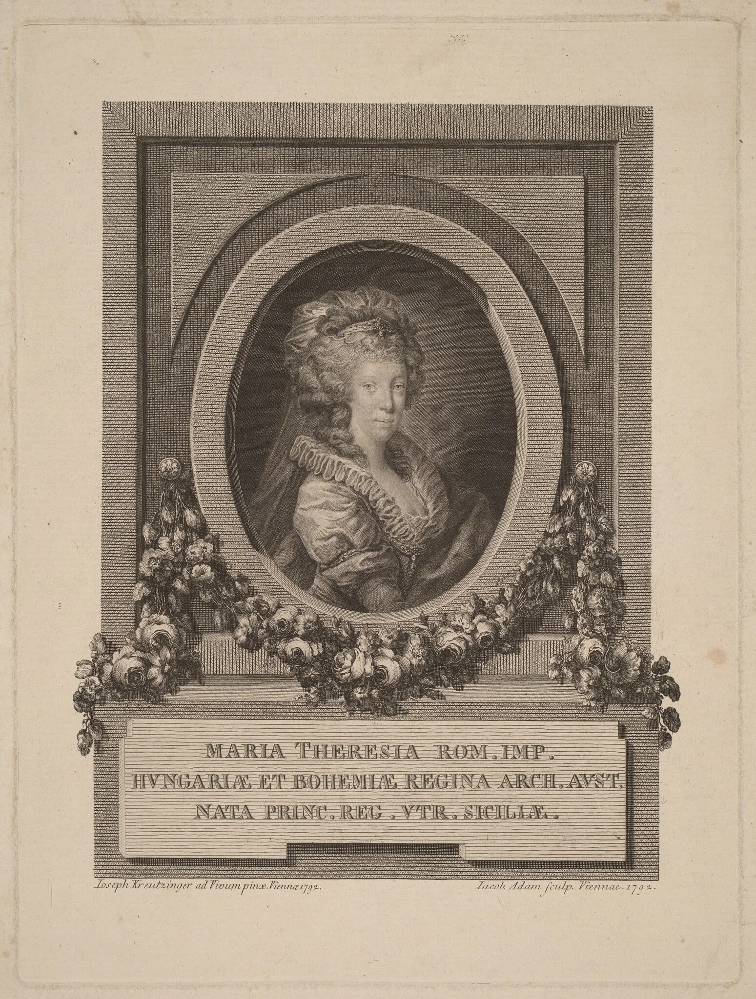 Marie-Thérèse, Holy Roman Empress, by Jacob Adam, ink, 1792