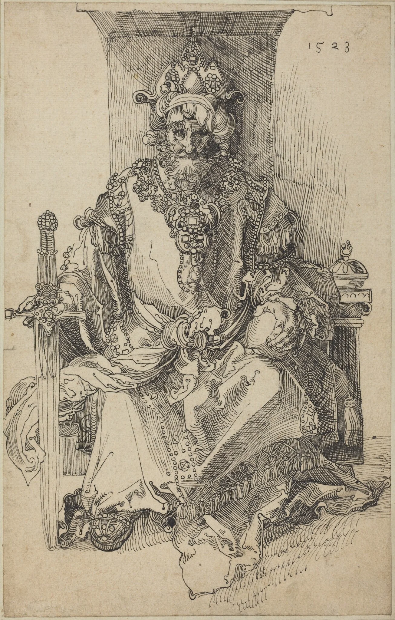 An Oriental Ruler Seated on His Throne, by Unknown, ink, 1523