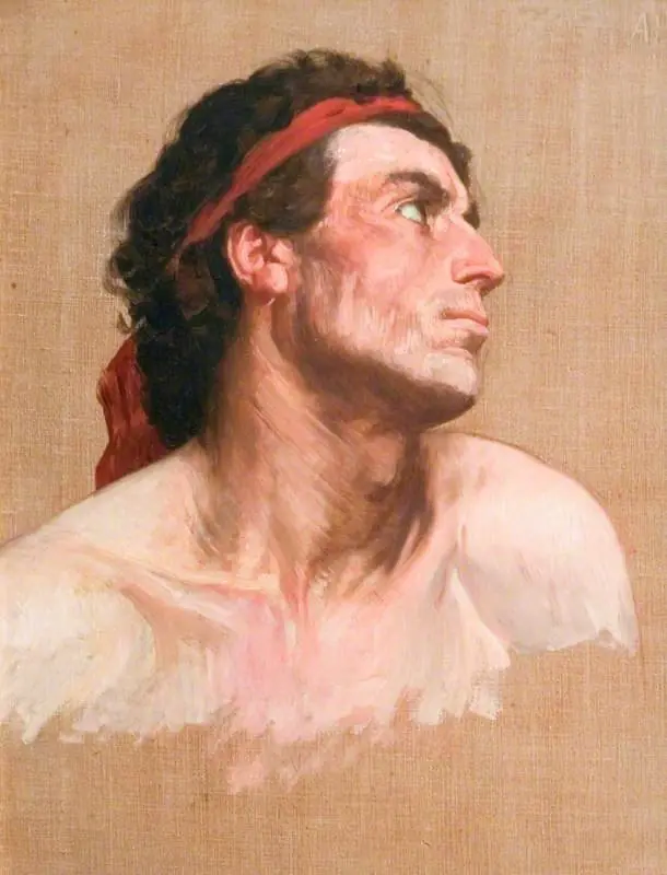 Head of a Man Looking Upwards and Sideways