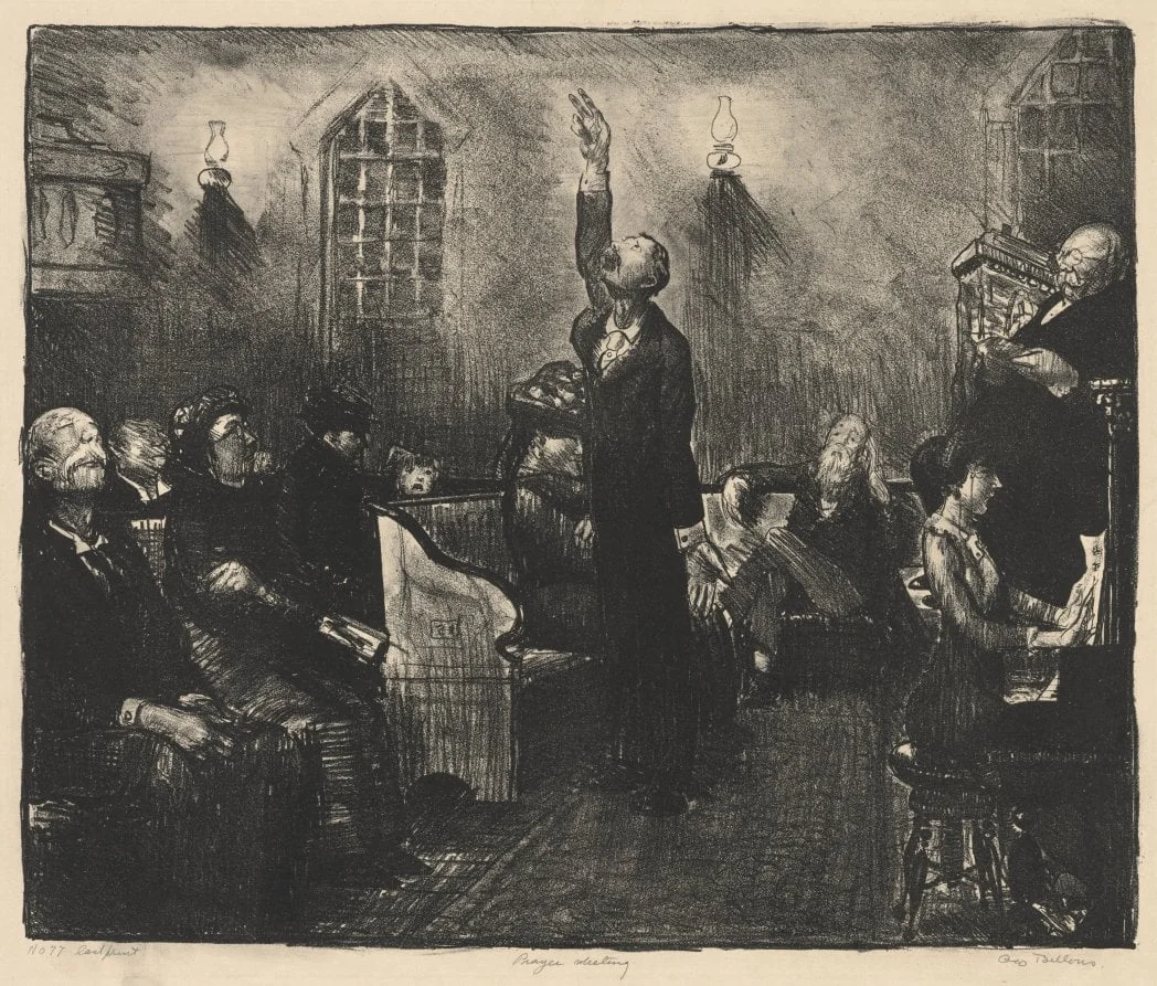 Prayer Meeting, First Stone, by George Bellows, 1916