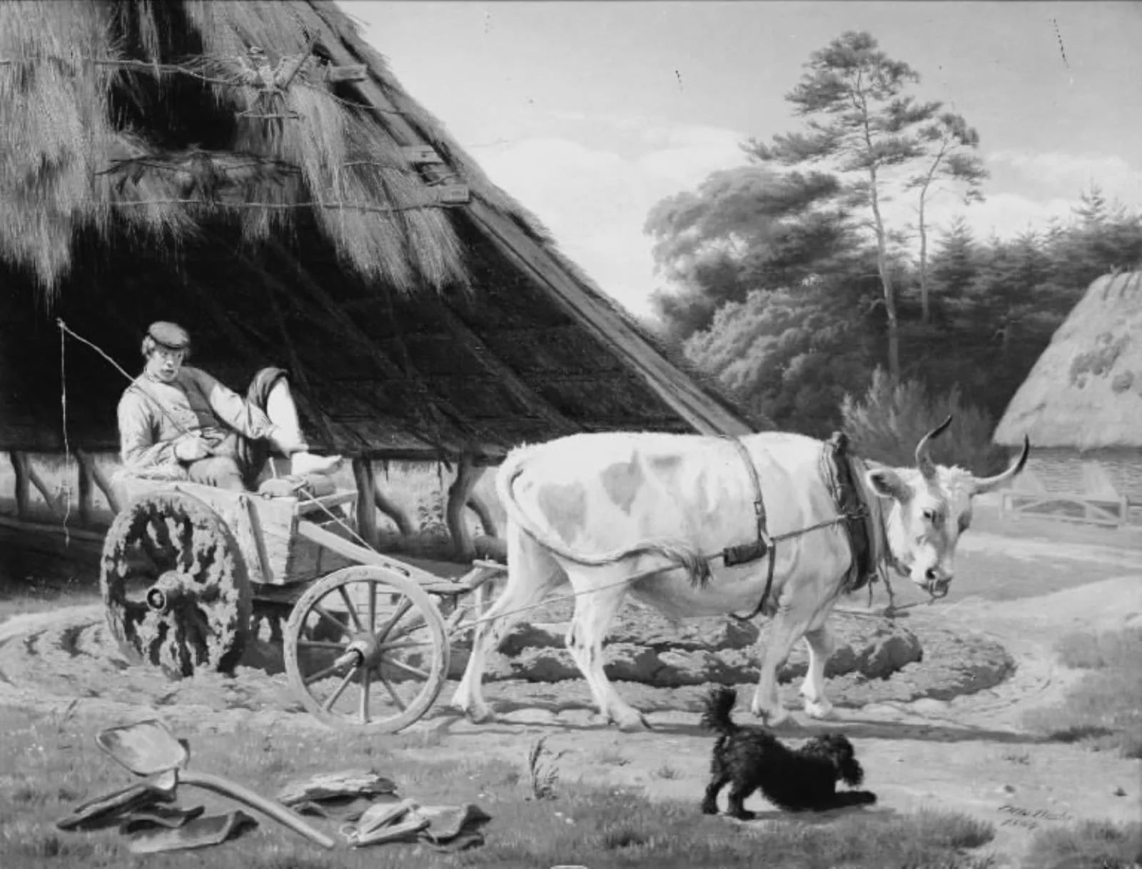 A Kneading Cart outside a Tileworks in Jutland, by Unknown, 1864