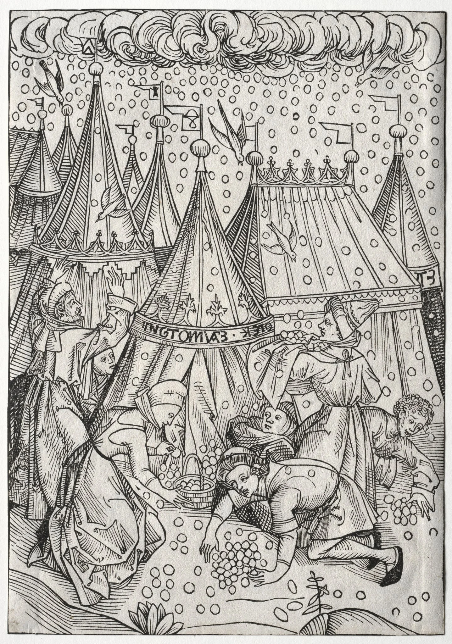 Der Schatzbehalter: Gathering of Manna, by Michael Wolgemut, 1491