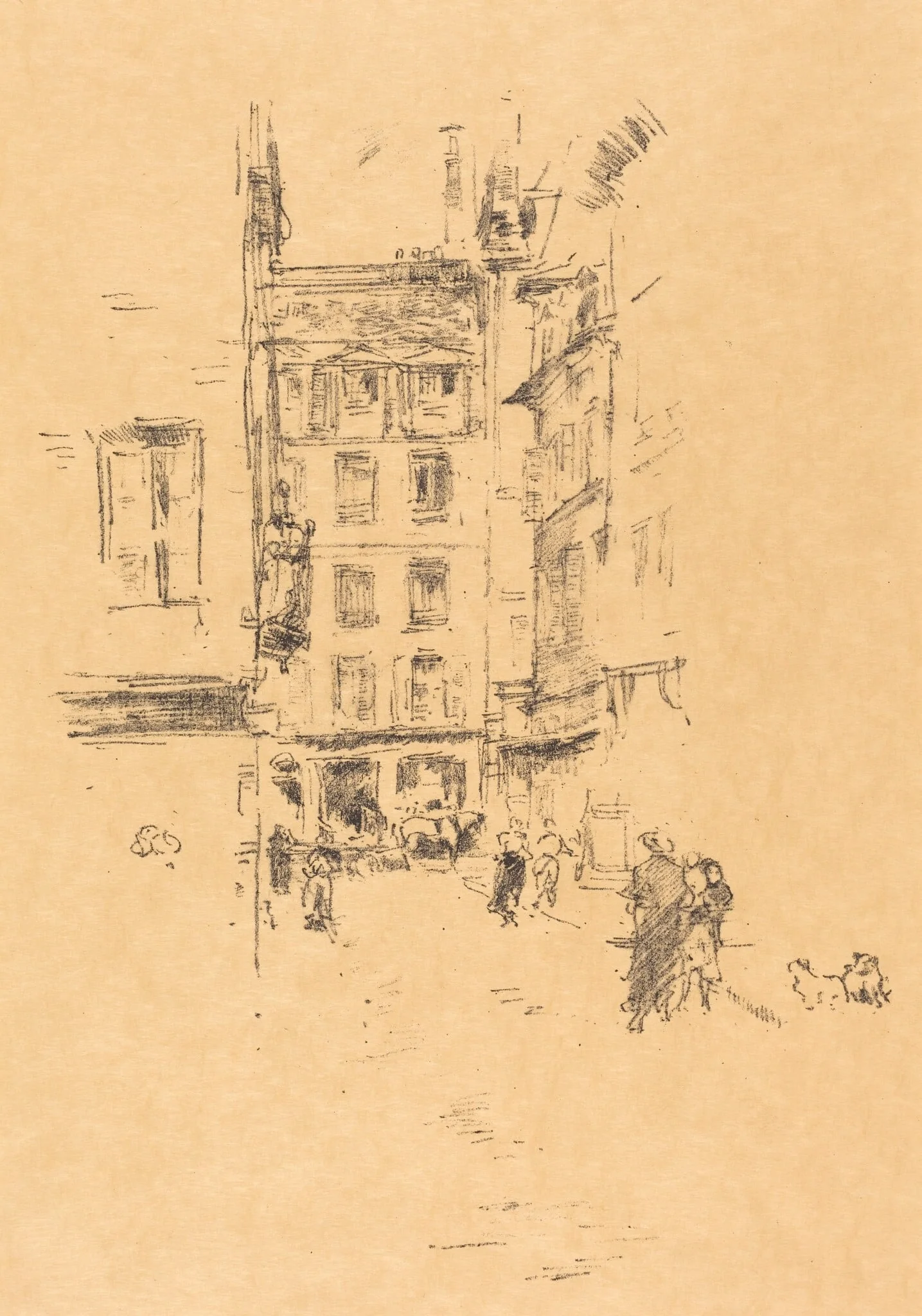 Rue Furstenburg, by James McNeill Whistler, ink, 1894