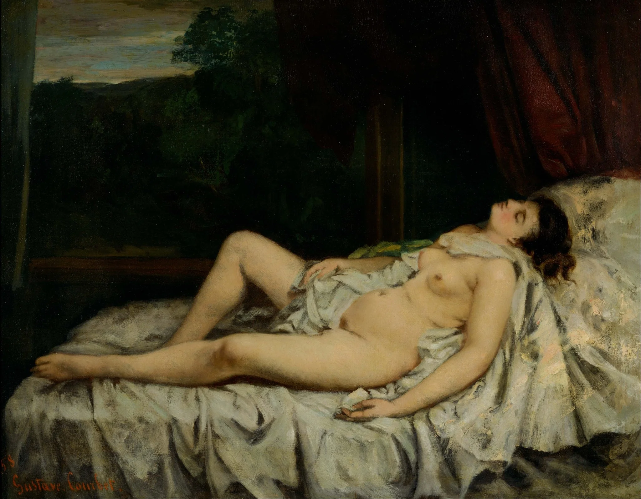 Sleeping Nude, by Gustave Courbet, oil, 1858