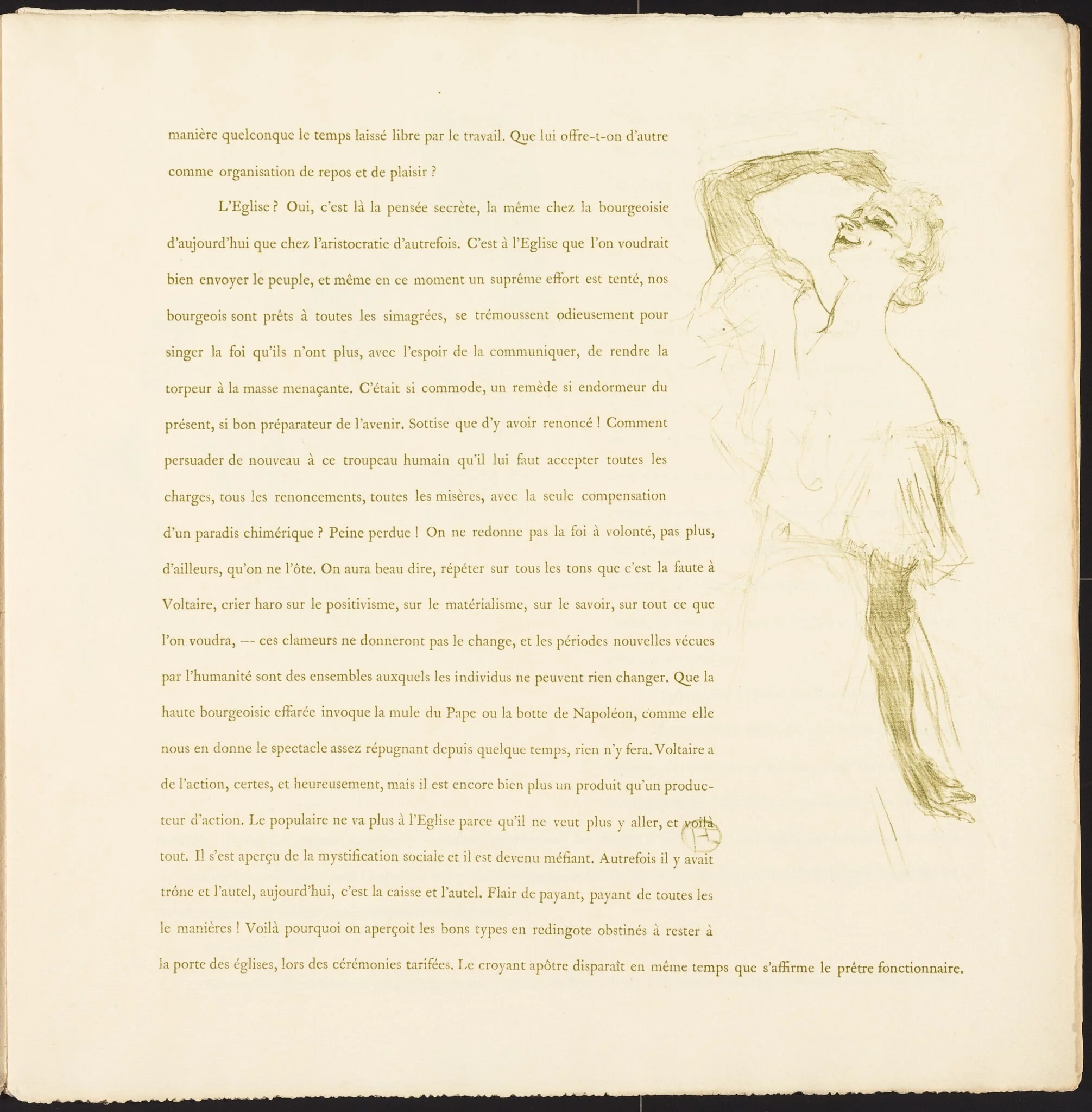 Yvette Guilbert, by Henri de Toulouse-Lautrec, ink, 1894