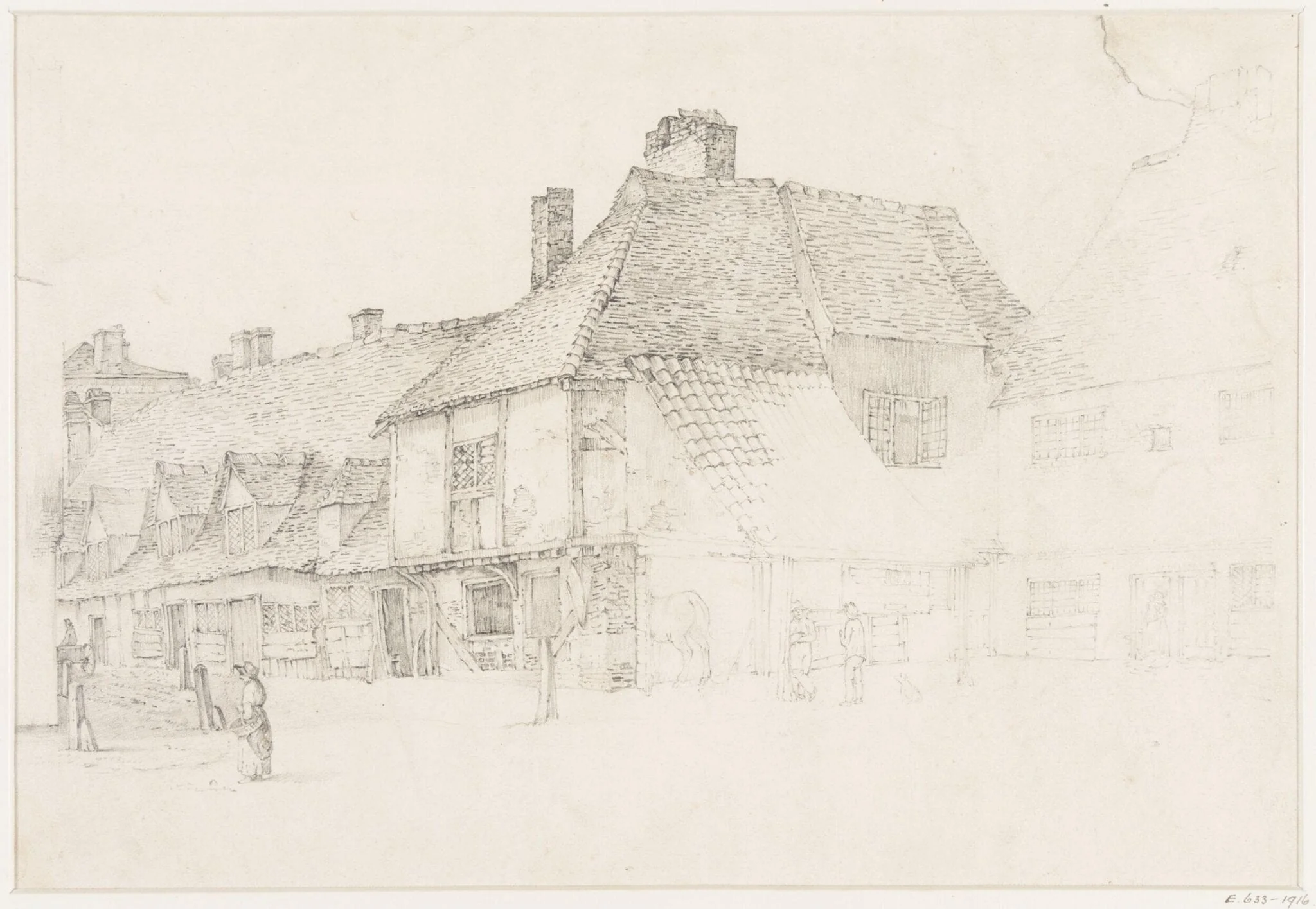 Houses in a village street, by Thomas Sidney Cooper, 1850