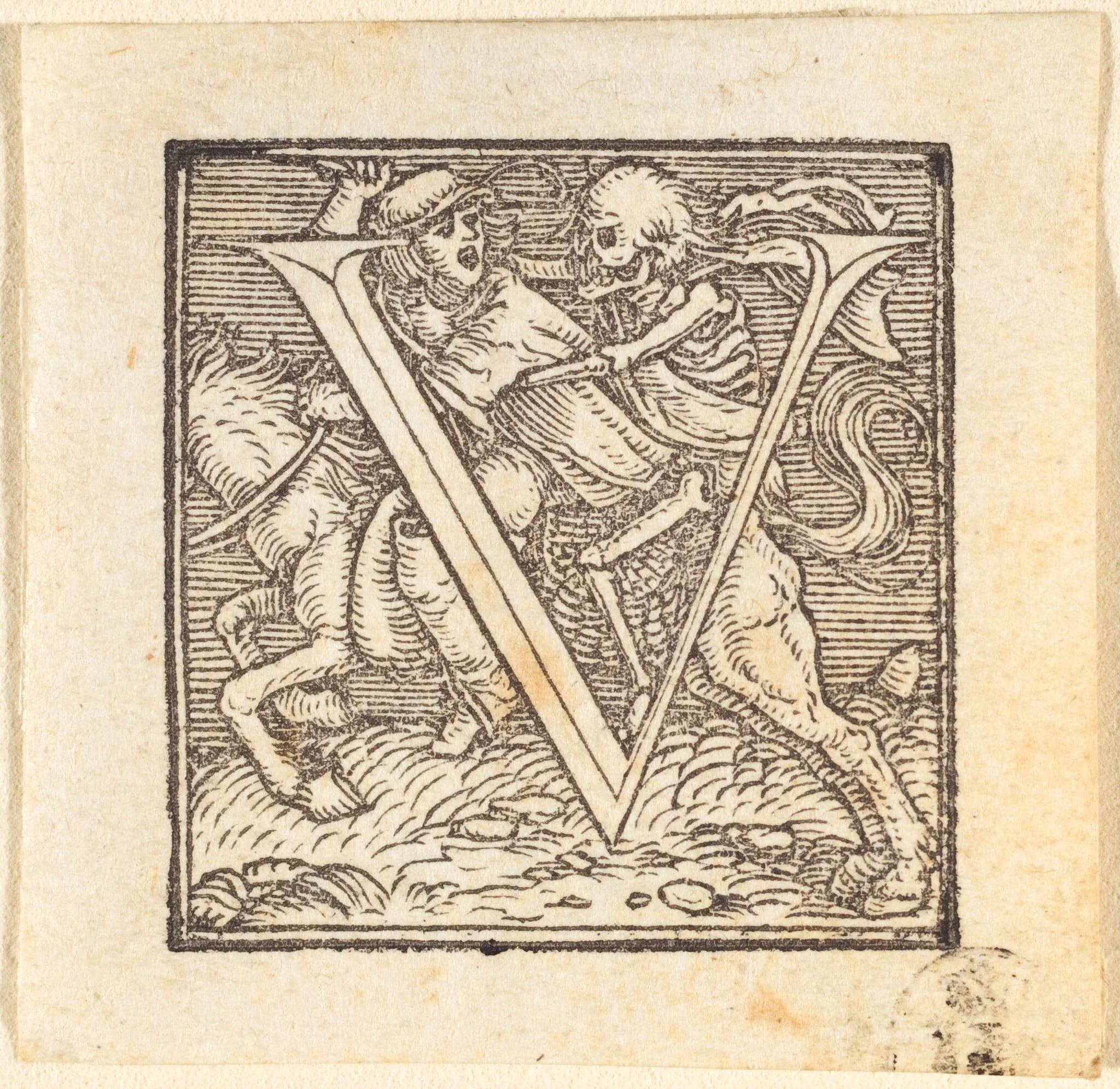 Letter V, by Hans Lützelburger, ink, 1523