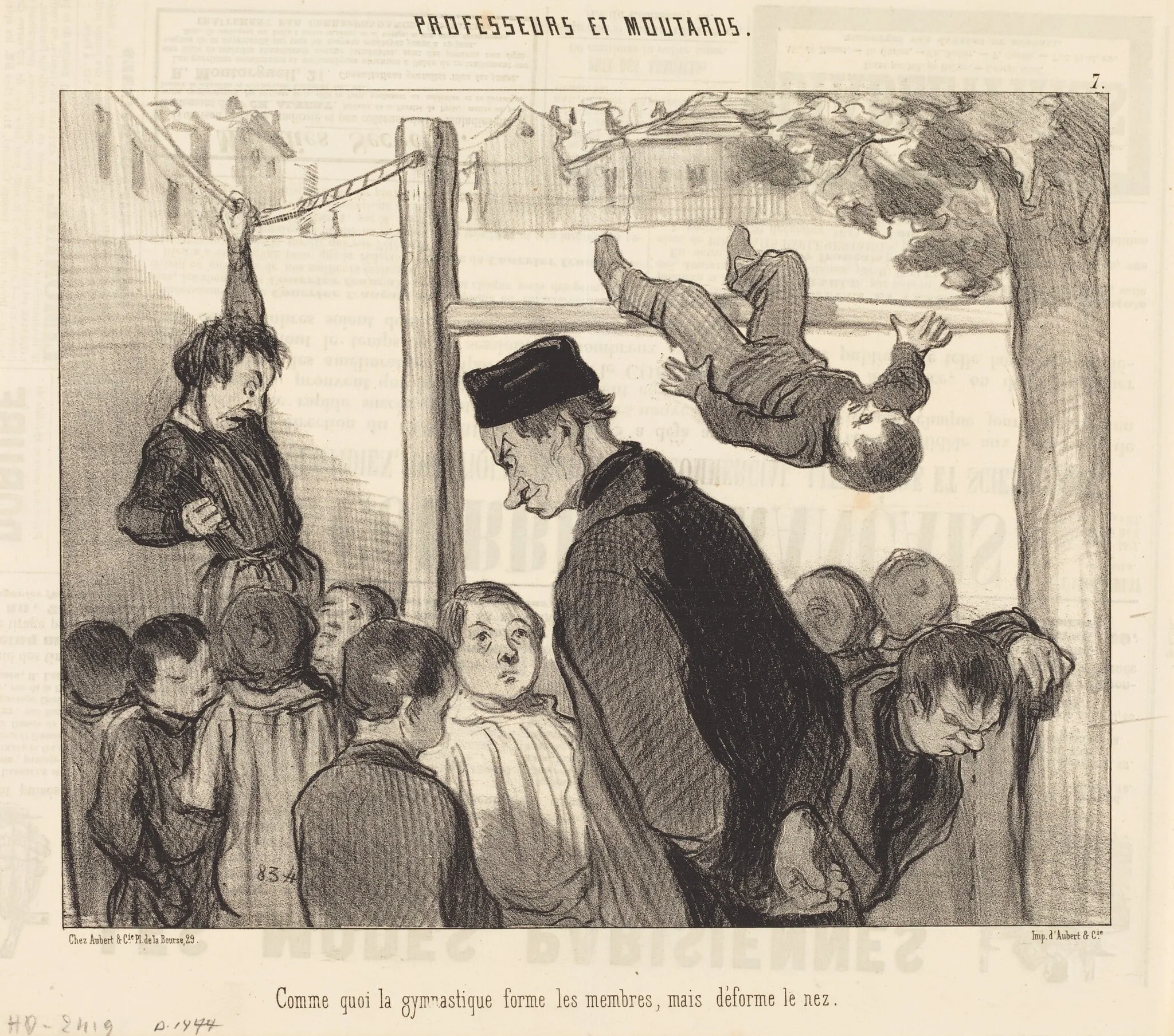 Comme quoi la gymnastique forme les membres..., by Honoré Daumier, ink, 1845