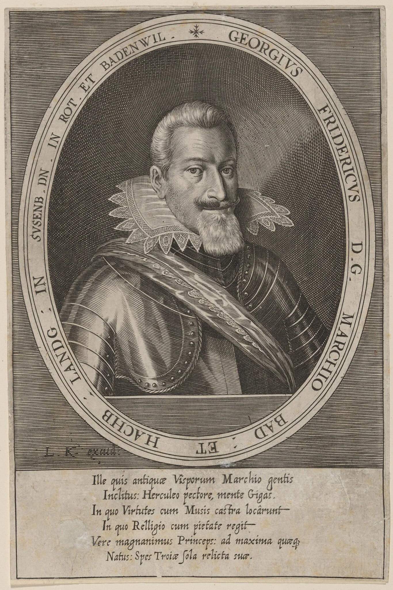 George Frederick, Margrave of Baden, by Lucas Kilian, ink, 1623
