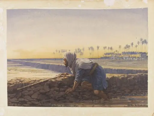 An Arab with a gun, watching duck