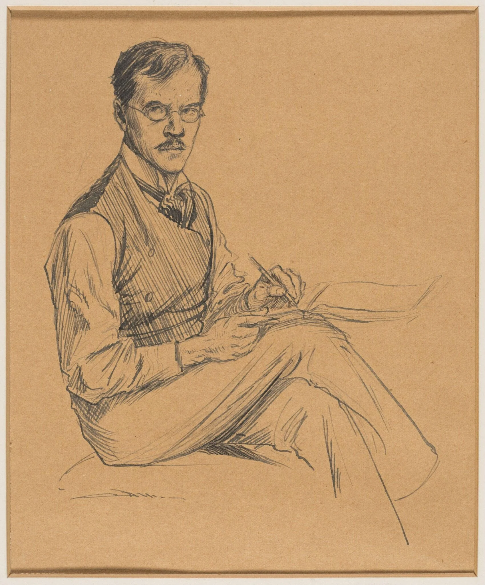 An artist, seated, sketching, by Herbert Cole, 1890