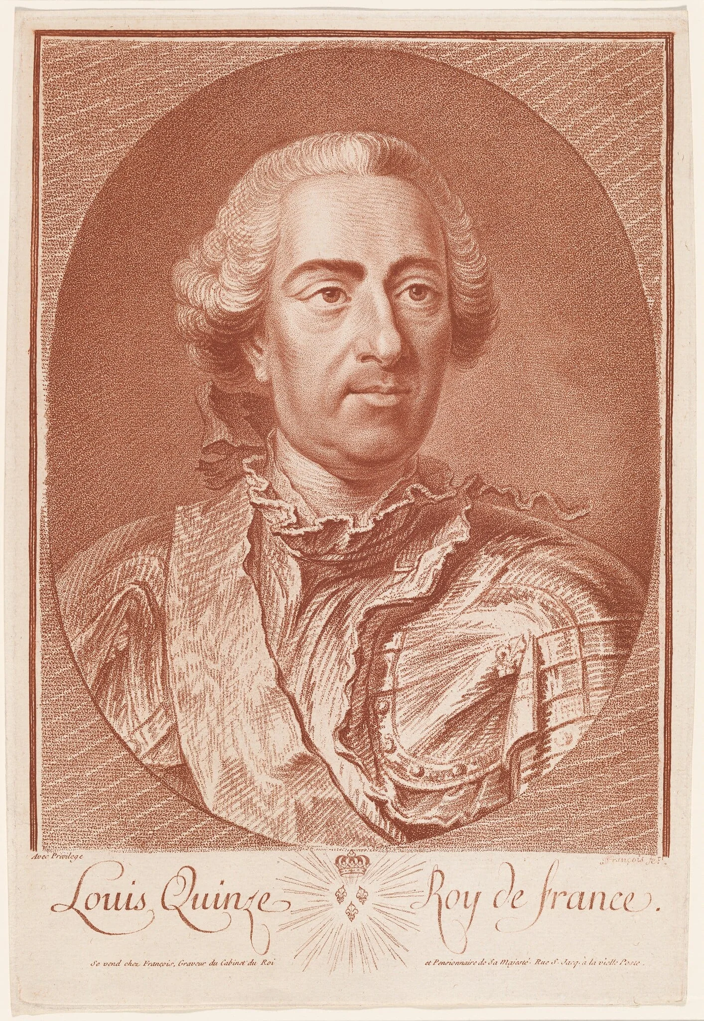 Louis Quinze, Roy de France (Louis XV), by Jean-Charles François, chalk, 1767