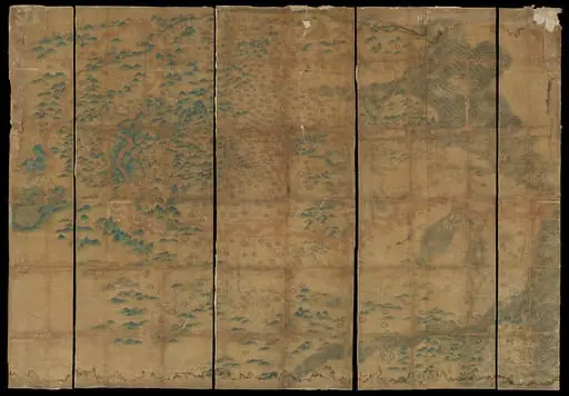 清  佚名  中國地圖  屏風|Map of China