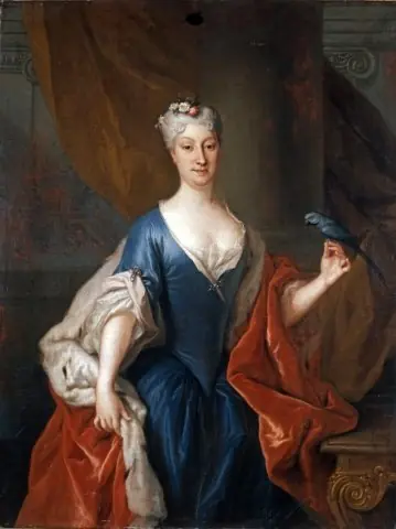 Portrait of Katarzyna Barbara Branicka née Radziwiłł with a parrot.