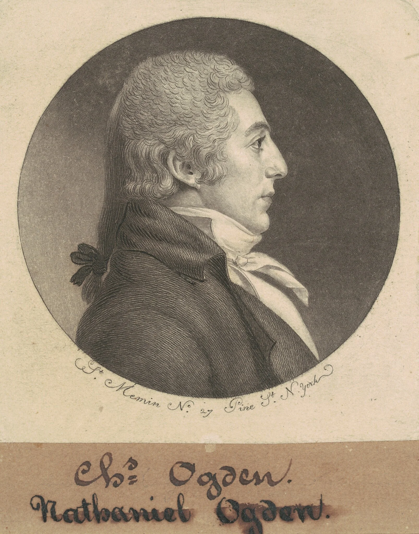 Abraham Ogden, Jr., by Charles Balthazar Julien Févret de Saint-Mémin, ink, 1798