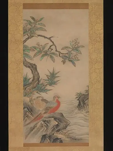 狩野松栄筆   四季花鳥図|Pheasants among Trees: Flowers of the Four Seasons