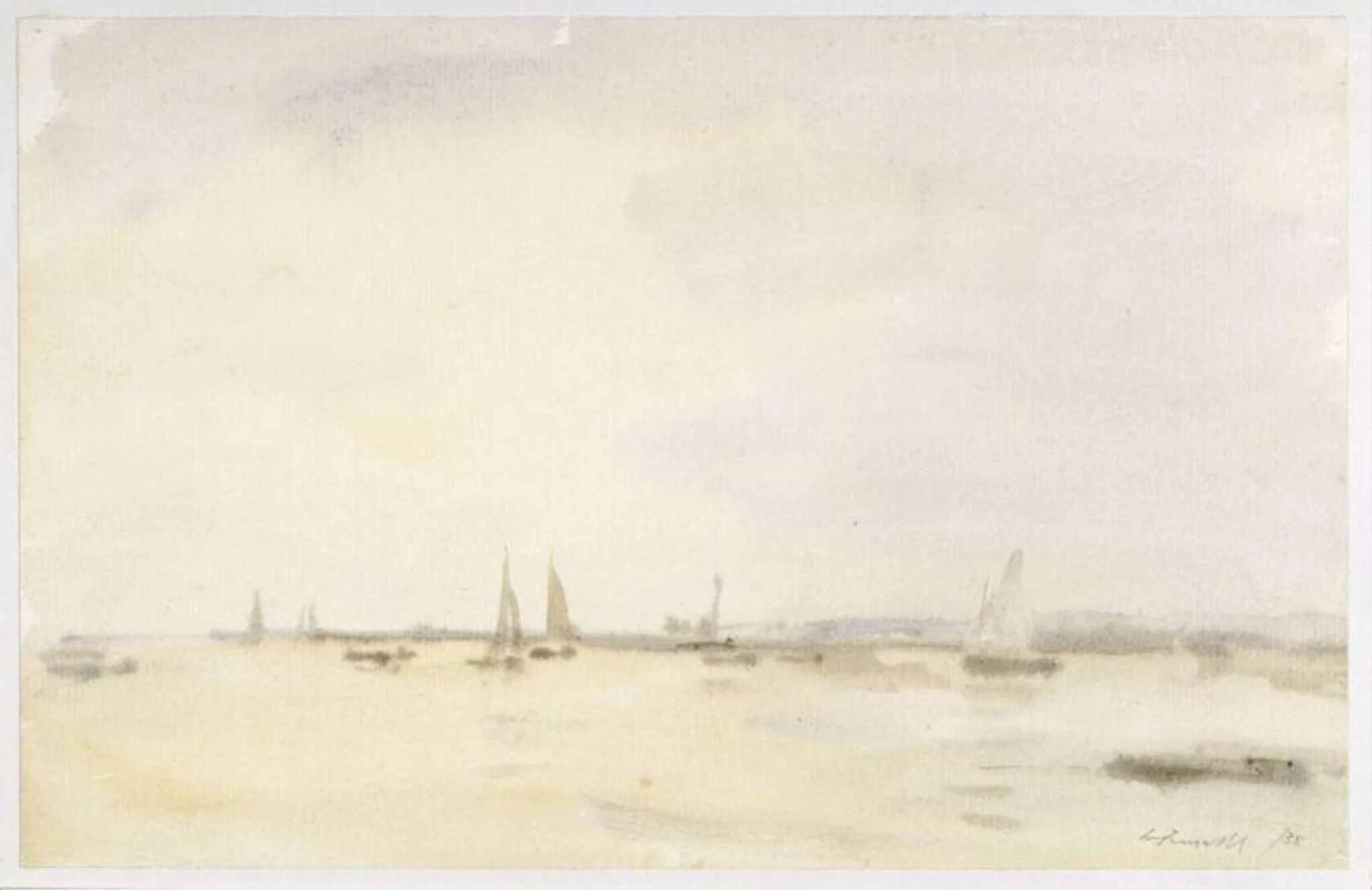 Yachts in the Estuary, by Sir Walter Westley Russell, watercolor, 1938