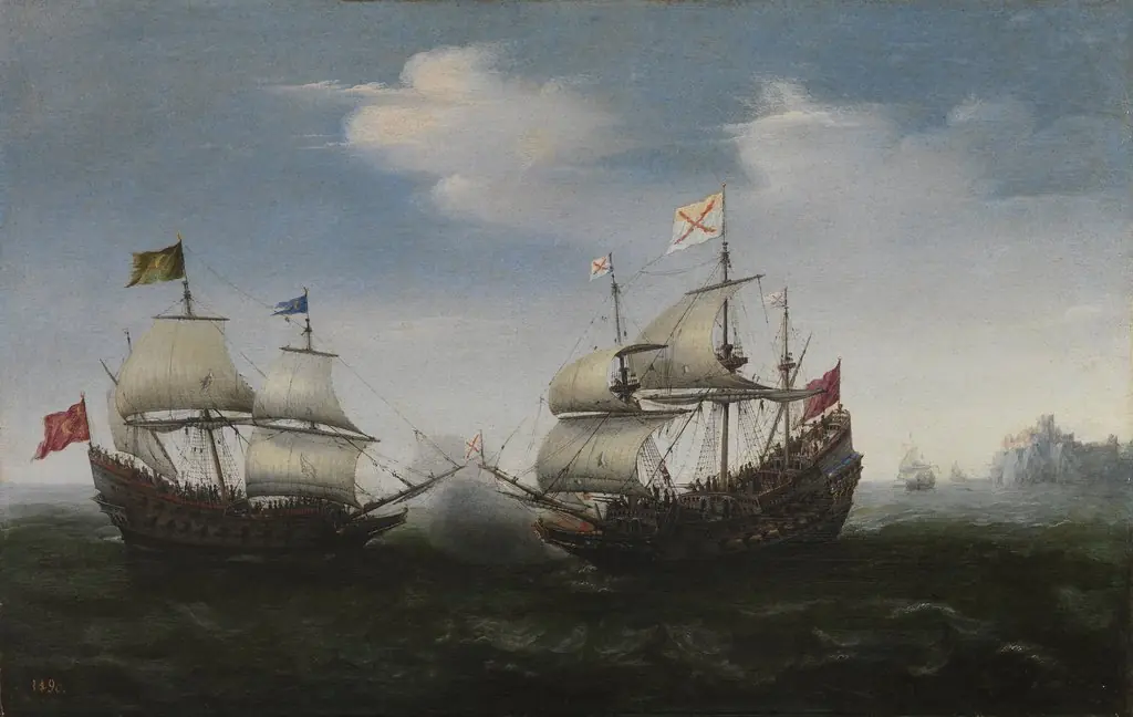 Naval Battle off a Rocky Coast