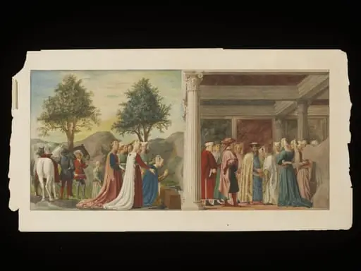 Arundel Society watercolour, Copy after the painting St Helena Finds the True Cross, by Piero  della Francesca in San Francesco, Arezzo