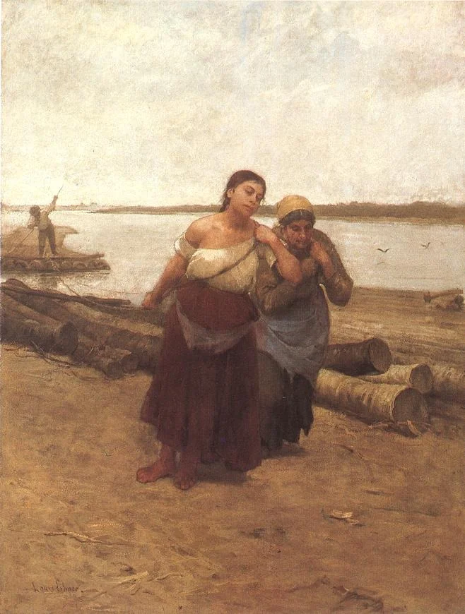 Barge Haulers, by Lajos Deák Ébner, oil, 1893